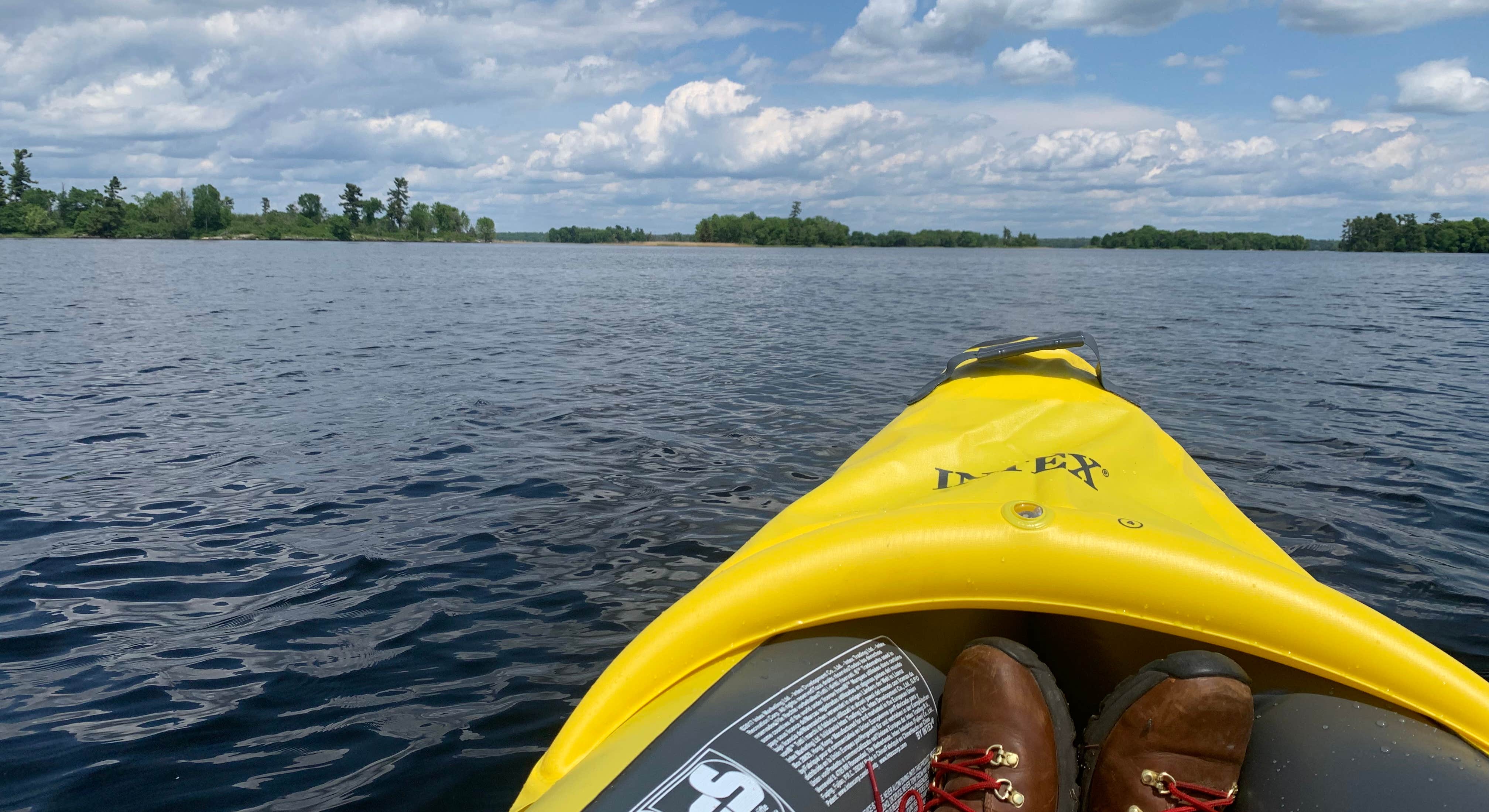 Kayaking near Woodenfrog Campground shorelines in Voyageurs National Park