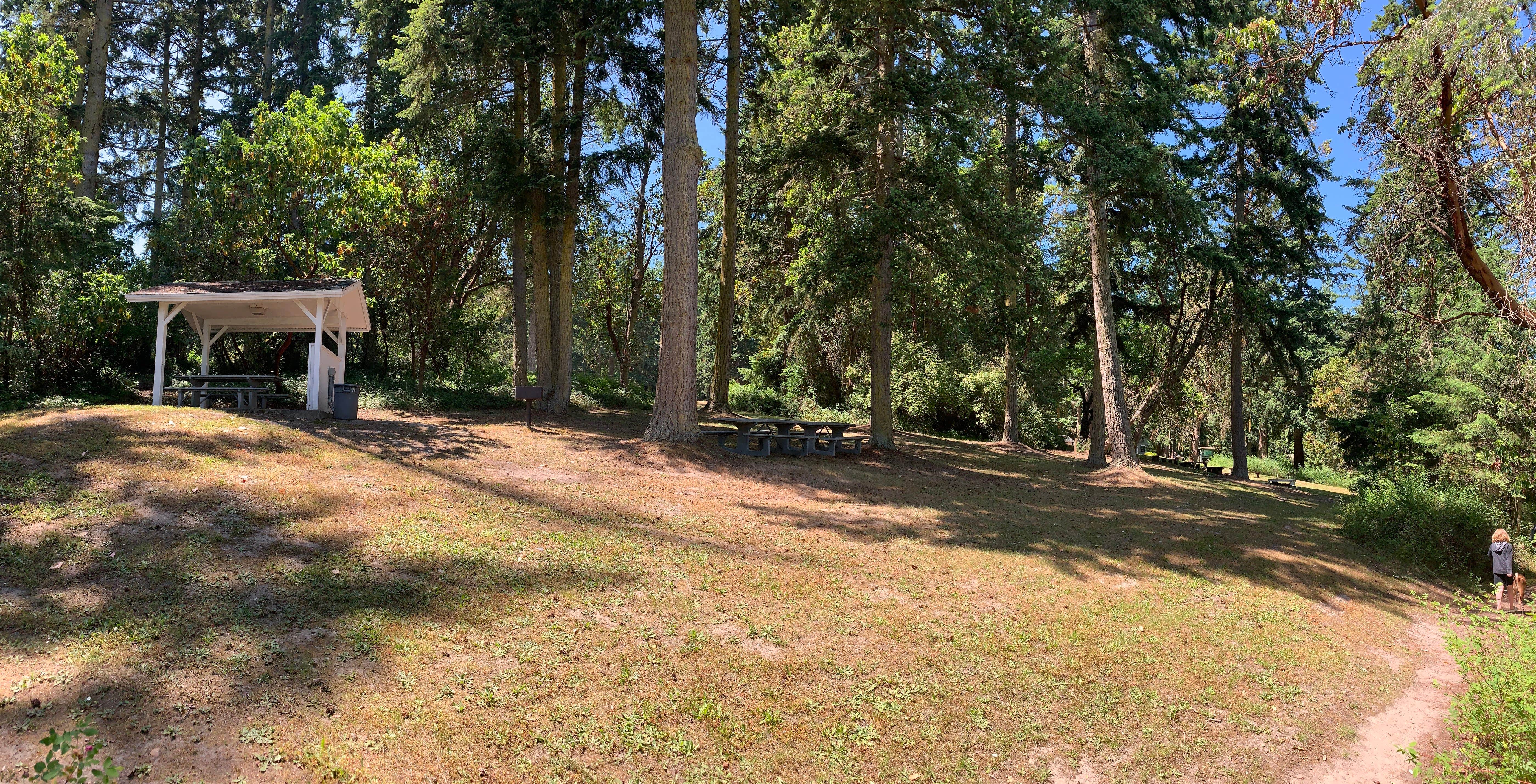 One of the covered picnic areas along the walking trail