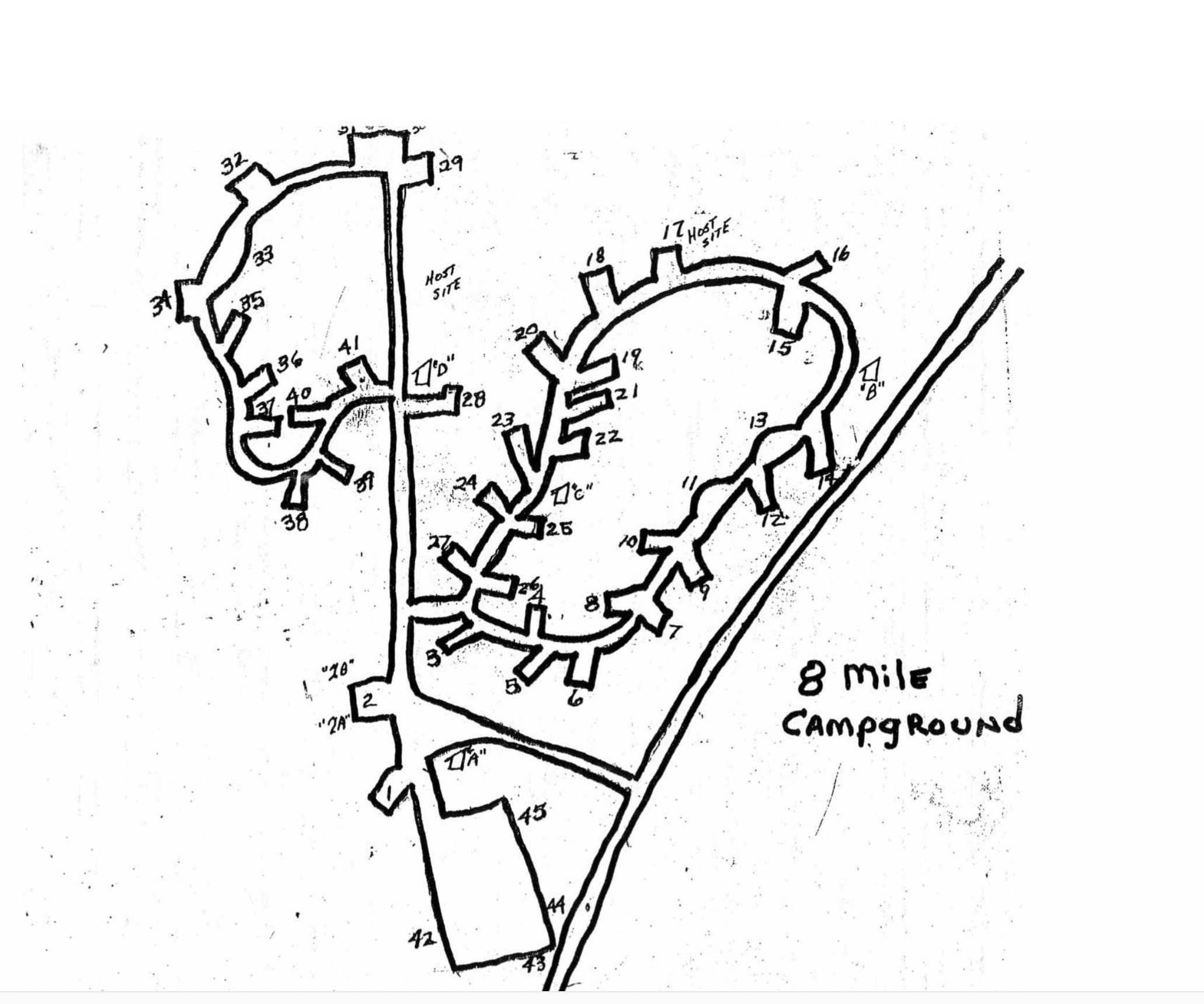 Campground map from Ranger Station