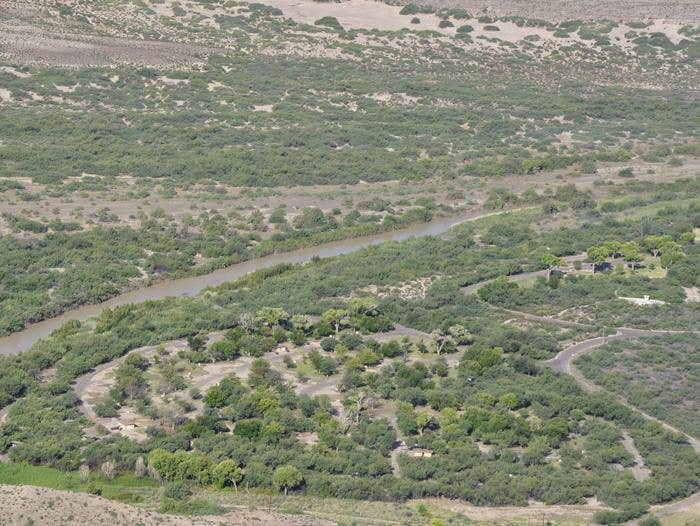 Aerial view of Rio Grande Village Campground, with Rio Grande visible just to the south



Aerial view of Rio Grande Village. Group campground is rightmost open areas visible.

Credit: NPS