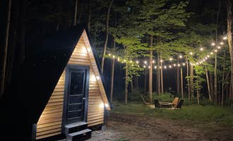 Camping near Lower Lake Campground Hemlock Hill Equestrian Area — Promised Land State Park: Wanderlust Tiny A-Frame, Greentown, Pennsylvania