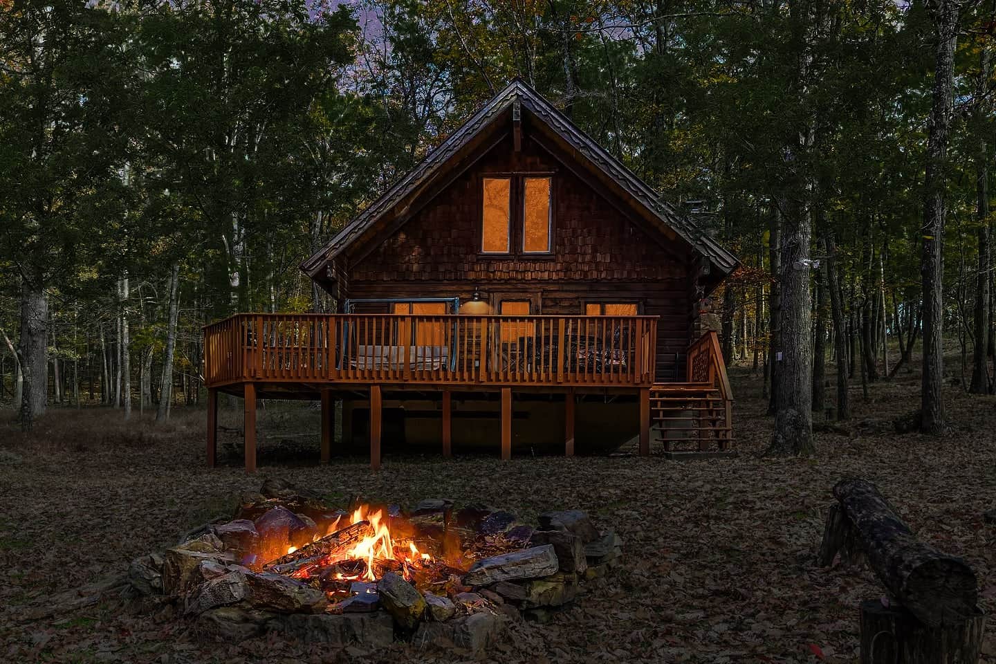 The Dyrt's photo of a cabin at Log Cabin w Loft, Hot Tub, Deck, Fire Pit, & WiFi near Cross Junction, VA