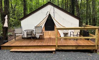 cheryl's photo of glamping accommodations at Whispering Timbers Glamping near Round Top, NY