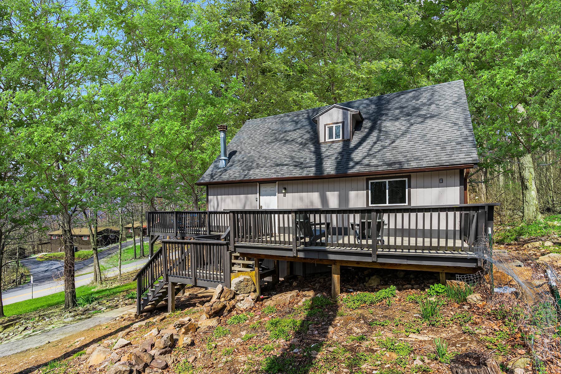 The Dyrt's photo of a cabin at Hot Tub, Wraparound Deck, & WiFi at Chalet Cabin near Boyce, VA
