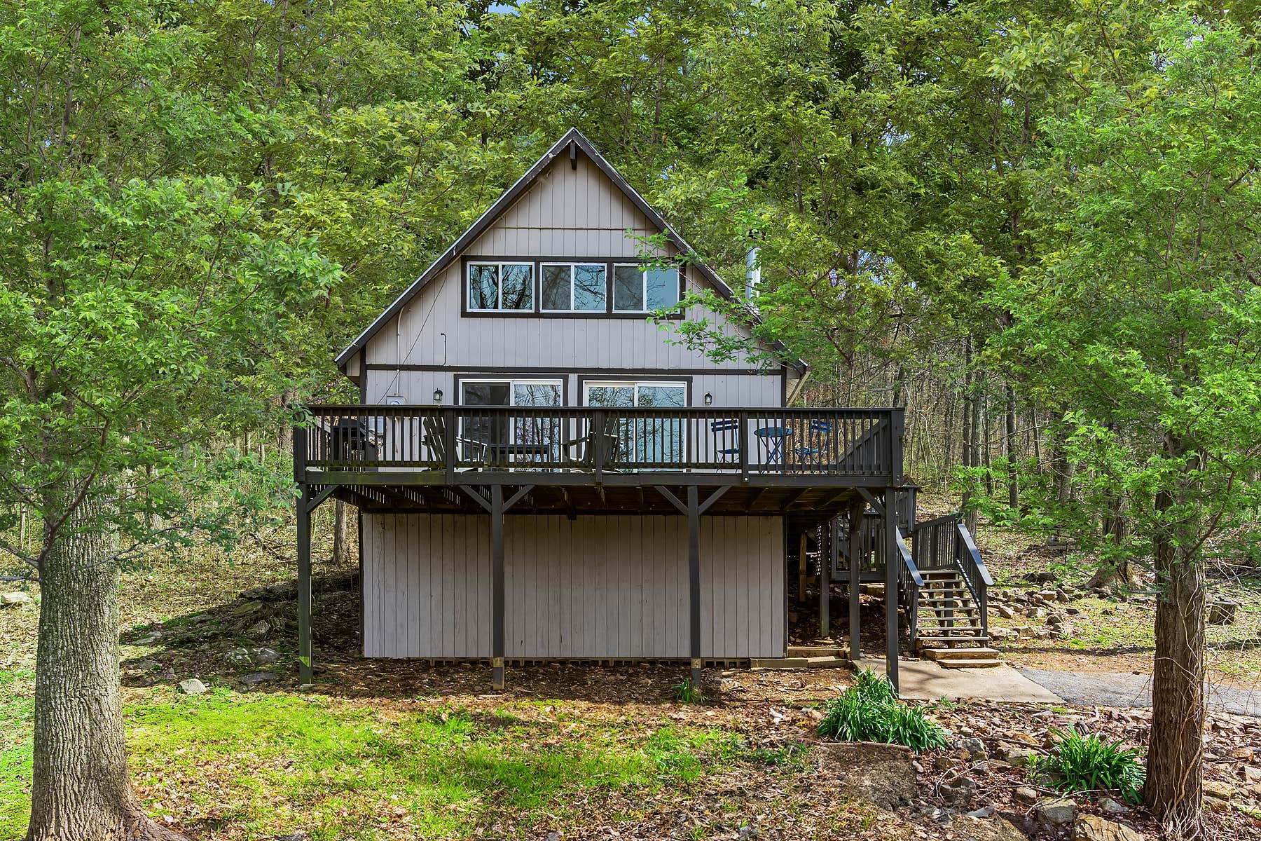 The Dyrt's photo of a cabin at Hot Tub, Wraparound Deck, & WiFi at Chalet Cabin near Bluemont, VA