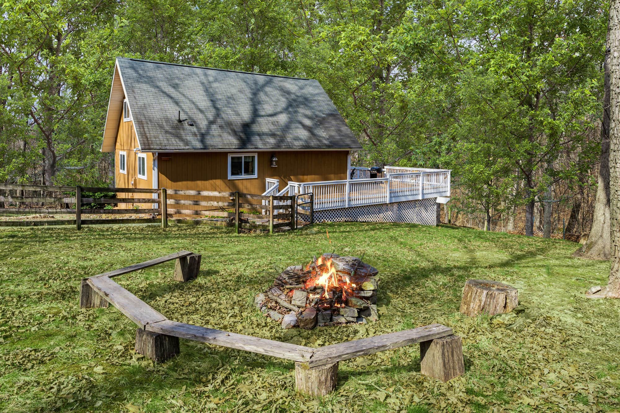 The Dyrt's photo of a cabin at Hot Tub, Fire Pit, Deck, Grill, WiFi, Dog-Friendly near Summit Point, WV
