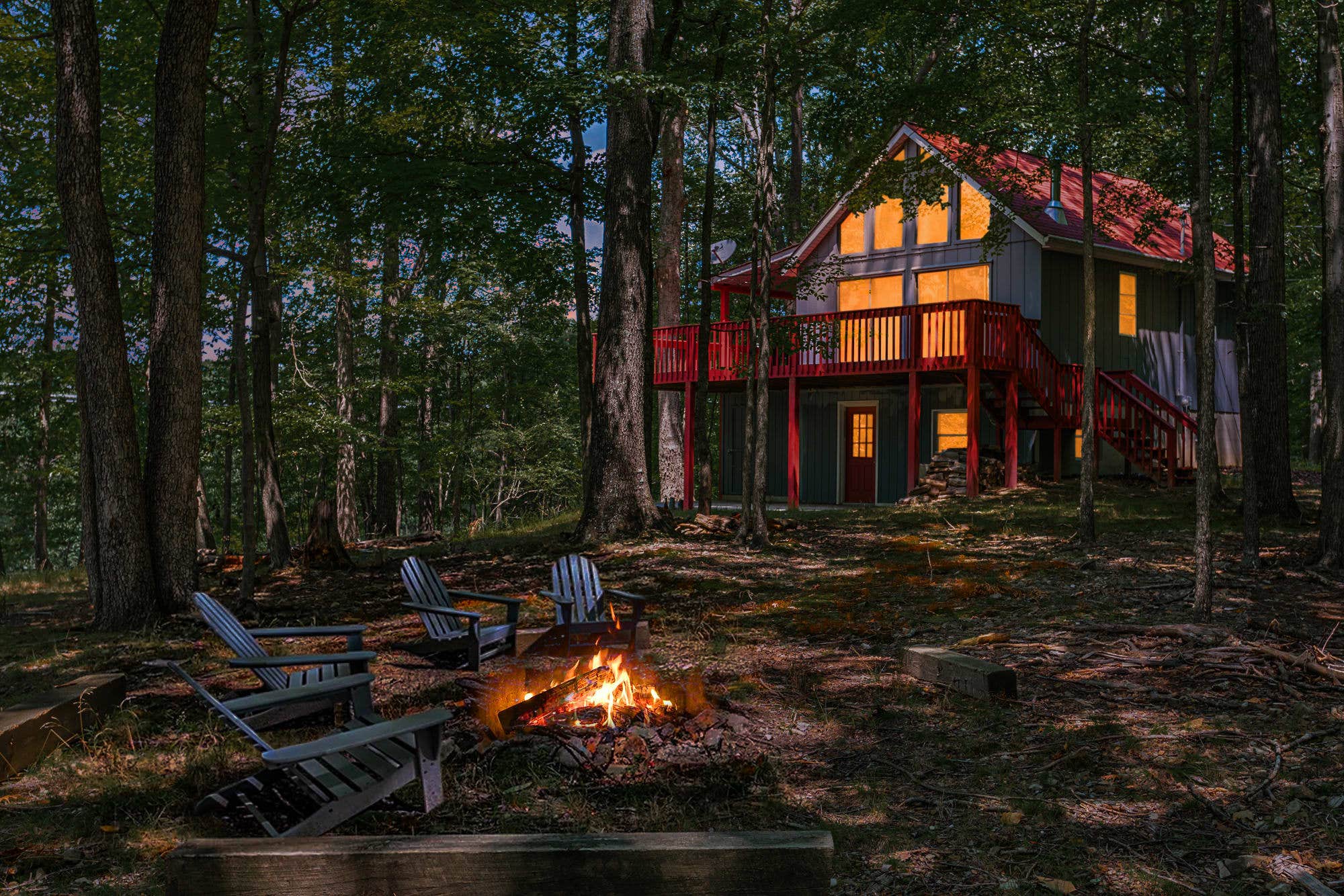 The Dyrt's photo of a cabin at Hot Tub, Large Deck, WiFi, Fire Pit at Chalet Cabin near Flintstone, MD