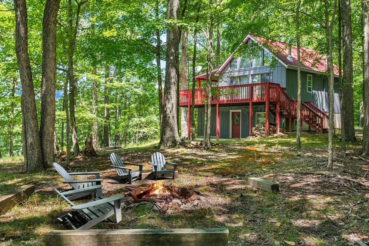 The Dyrt's photo of a cabin at Hot Tub, Large Deck, WiFi, Fire Pit at Chalet Cabin near Hedgesville, WV