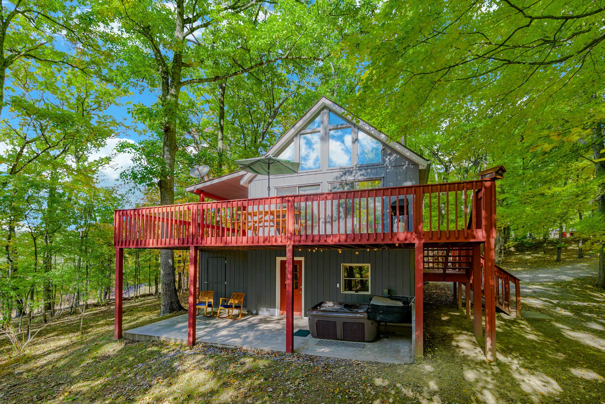 The Dyrt's photo of a cabin at Hot Tub, Large Deck, WiFi, Fire Pit at Chalet Cabin near Clear Brook, VA