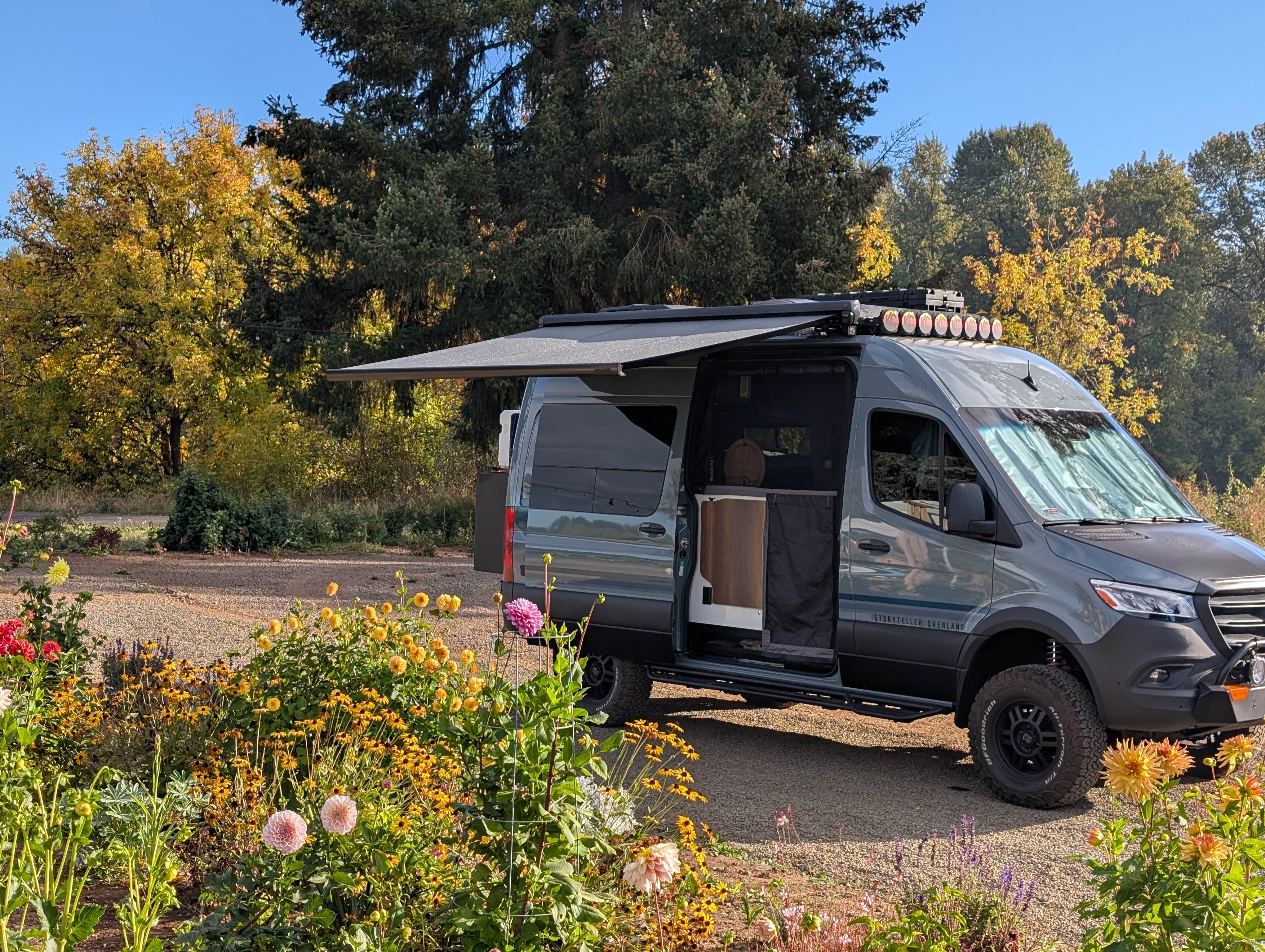 Jason B.'s photo of rv camping at Hues Flower Farm & Nursery near Marcola, OR