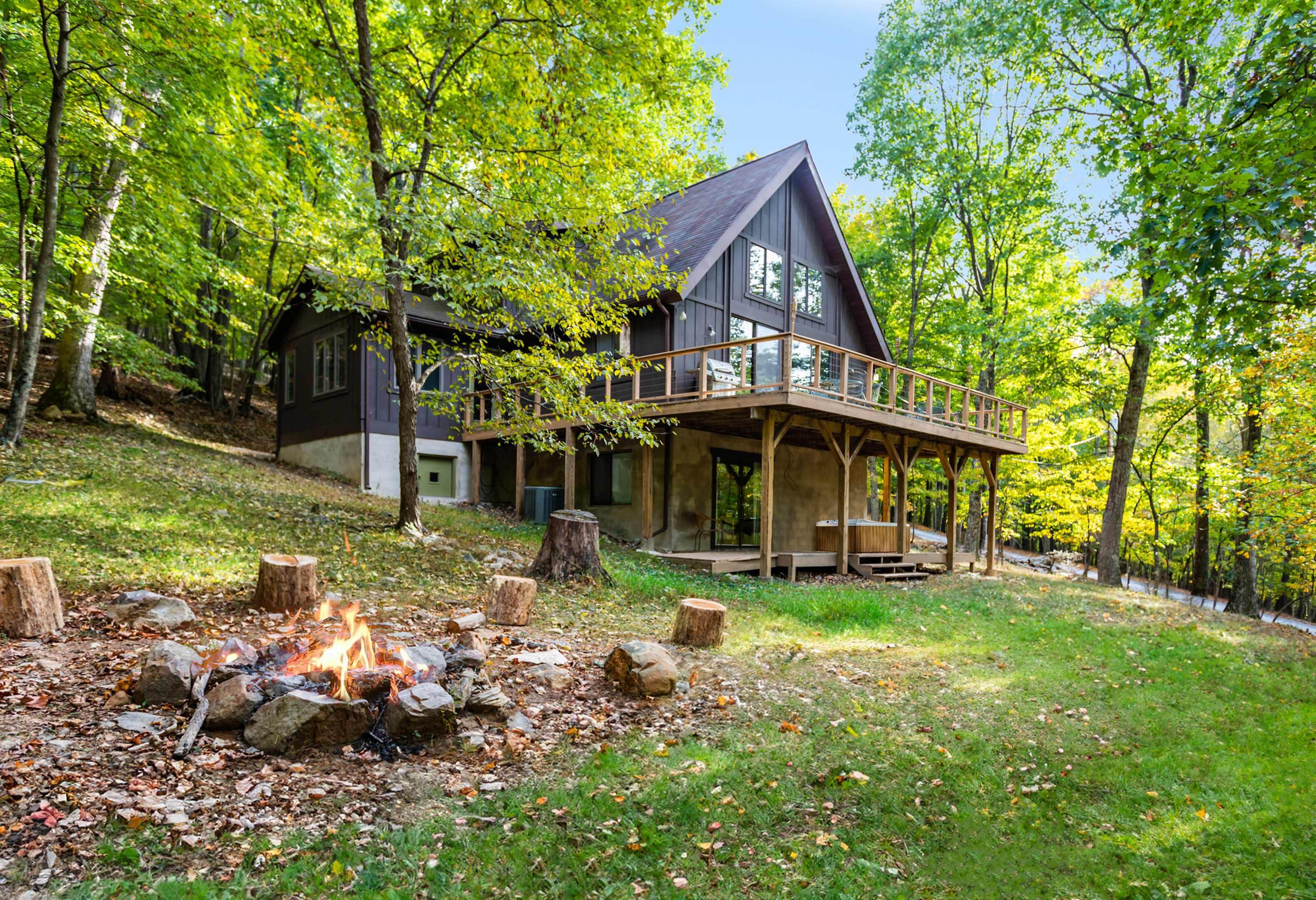 The Dyrt's photo of a cabin at Cozy Cabin w/Fire Pit, Hot Tub, Deck, & Pool Table near Saxton, PA