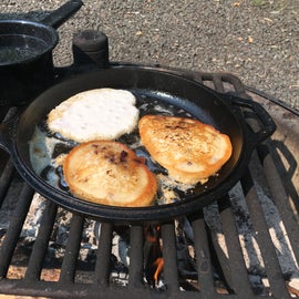 Cookin over the open fire with my cast iron! The only way to cook!!