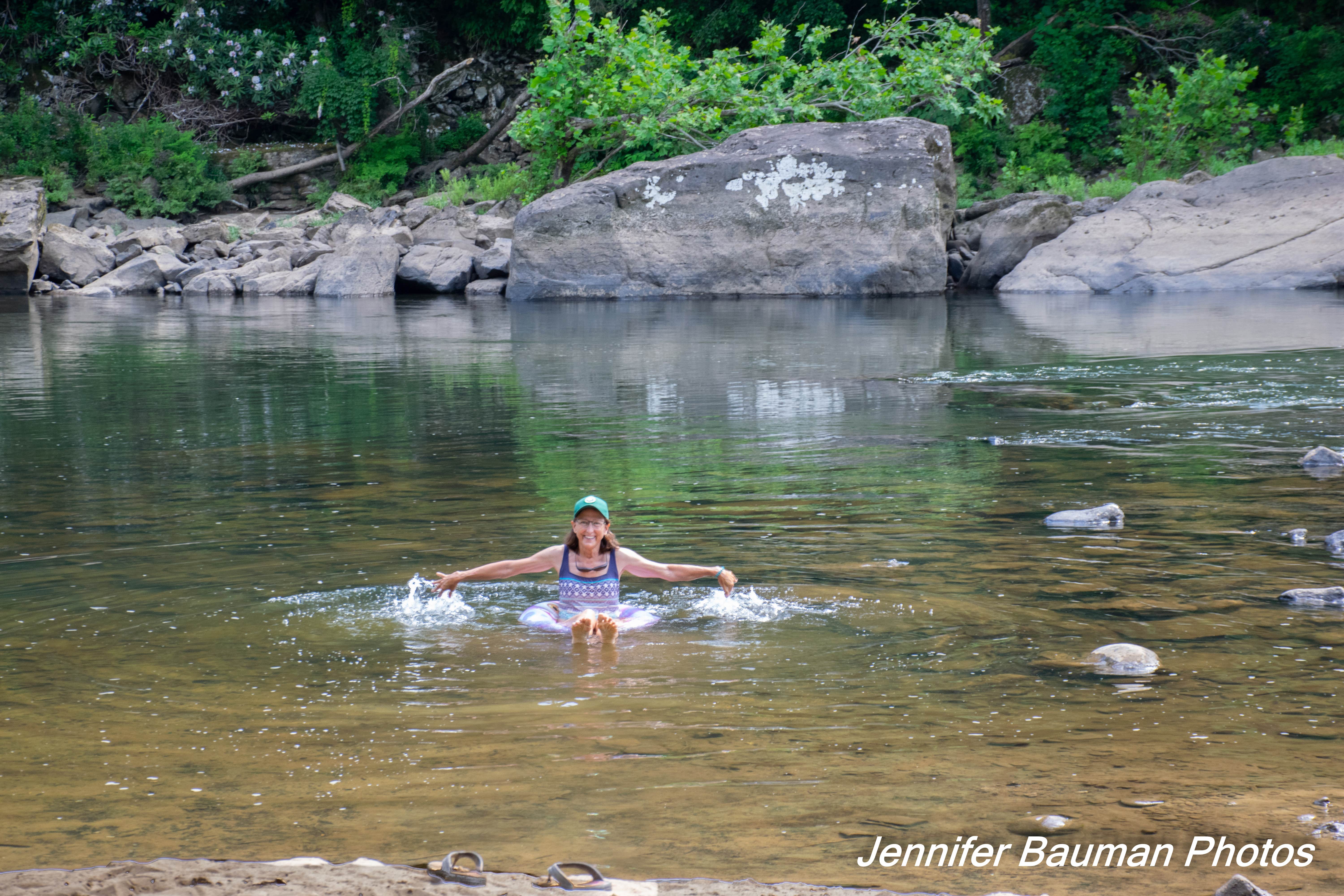 No, I did not ride the rapids on this child's inner tube... Too dangerous!  But, I did float around that flat water at Woods Ferry.