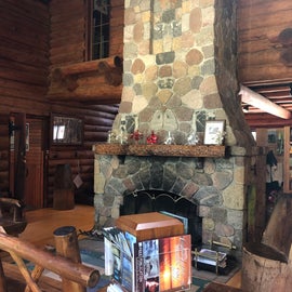 The fireplace inside the visitor center at the Norway beach recreation area inside the Chippewa national forest