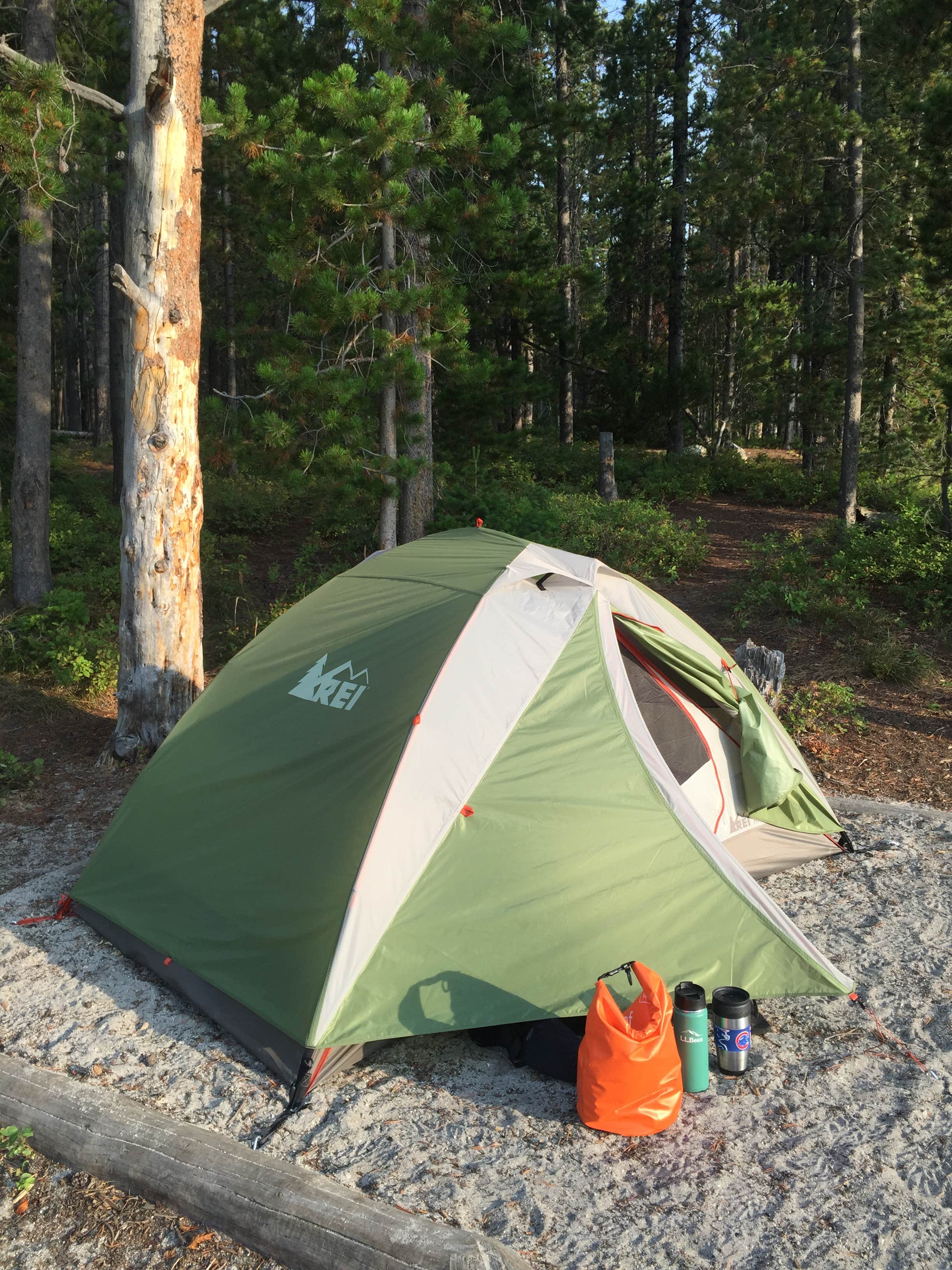 Cassandra B.'s photo of tent camping at Leigh Lake Patrol Cabin near Wilson, WY