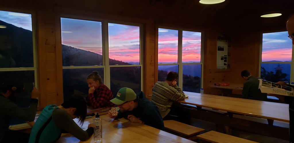 Great views from the dining room where people read, play games, and talk after dinner