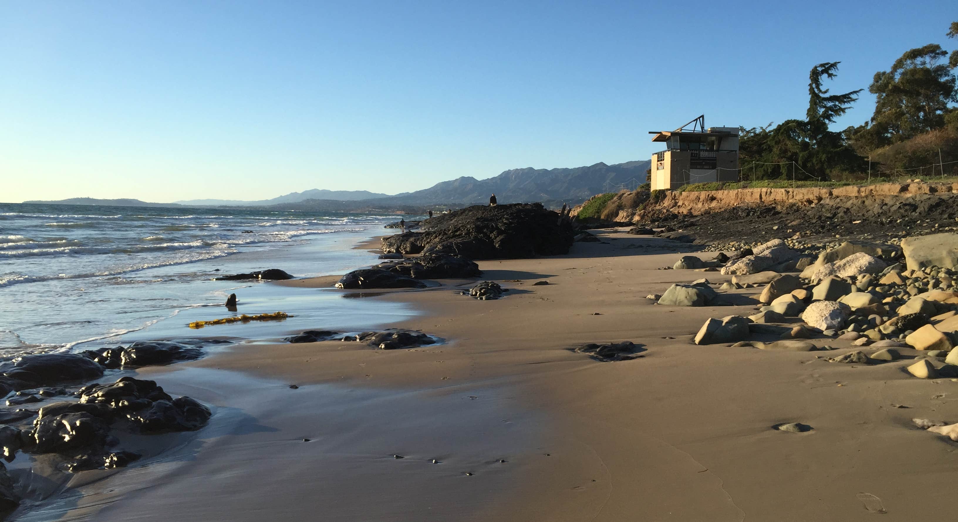 Beach View with Rocks near Santa Cruz Campground at Carpinteria State Beach