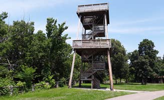 Donna W.'s photo of a cabin at High Cliff State Park Campground near Denmark, WI