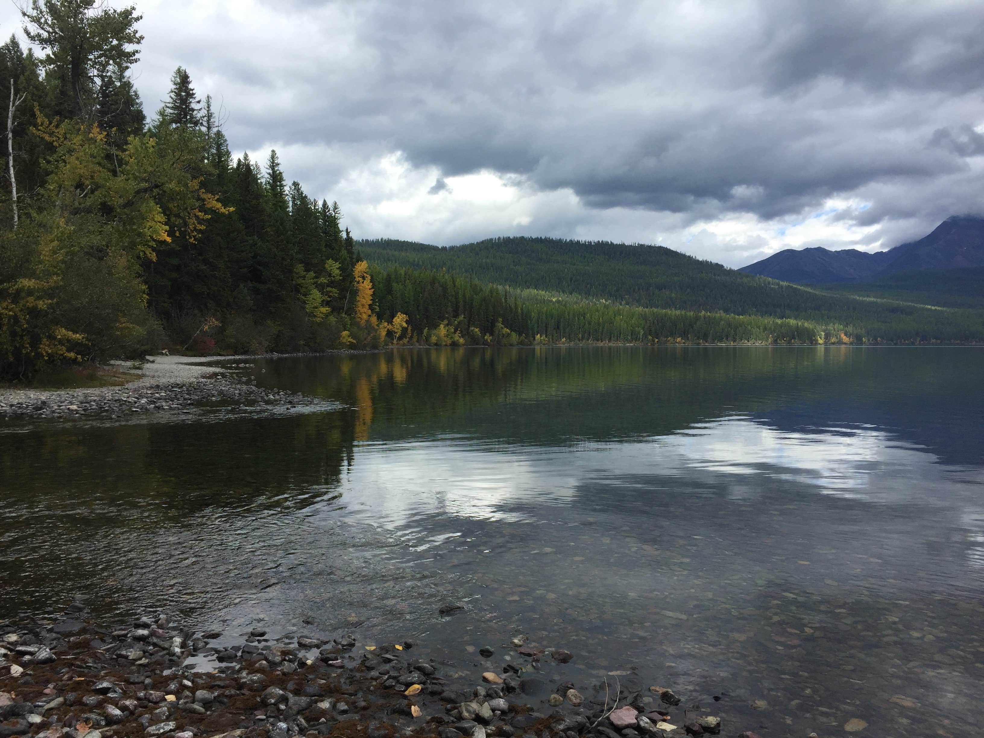 Upper kintla lake campground outlet