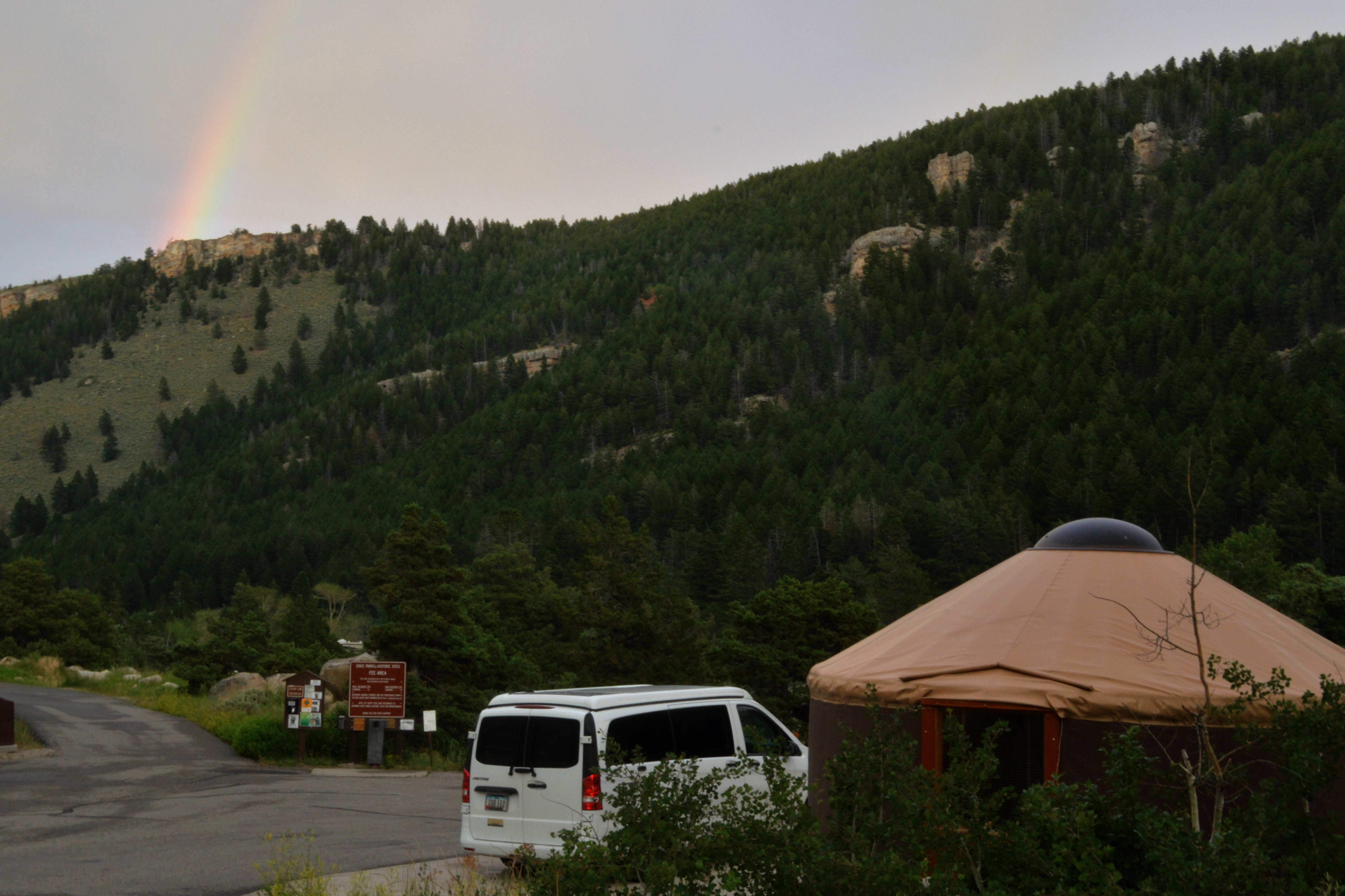 A rainbow shone over our yurt!