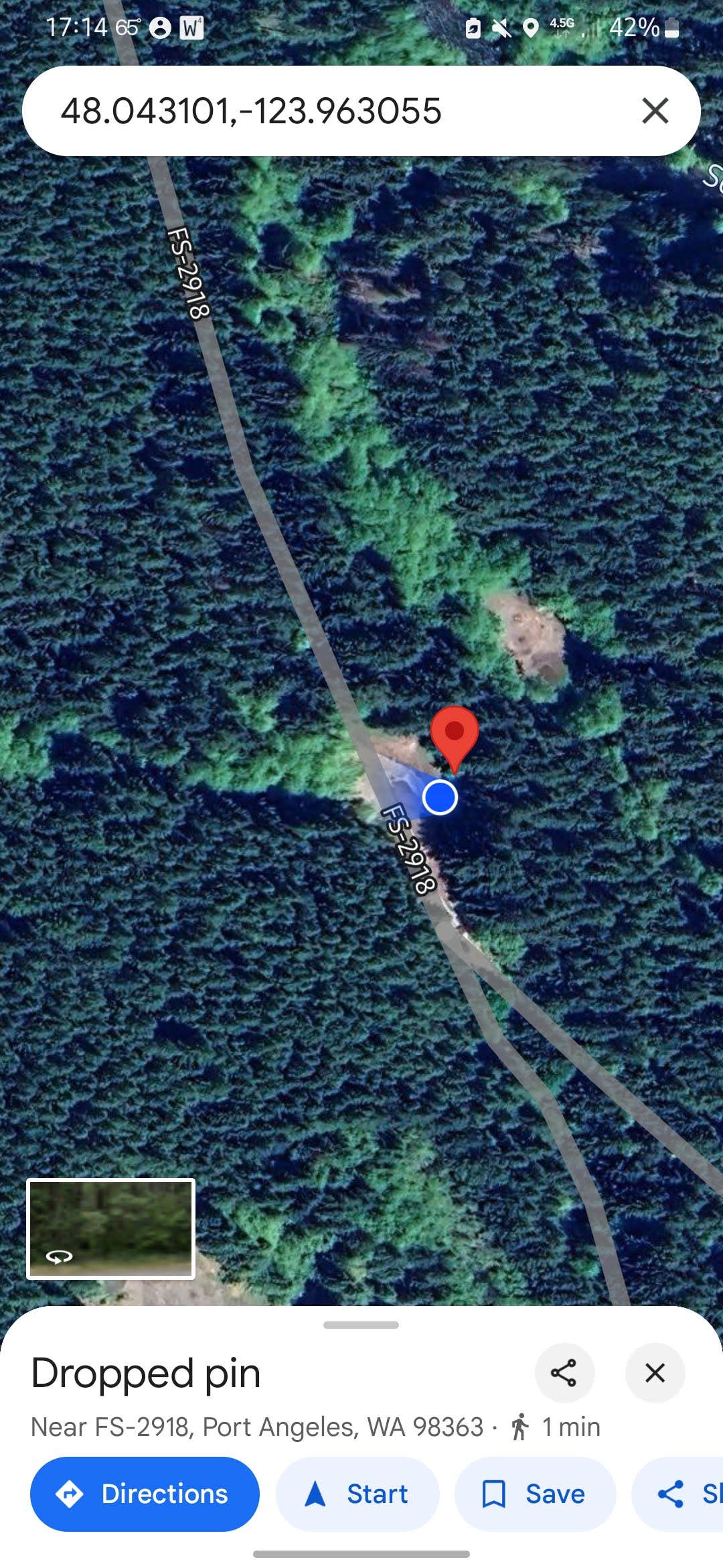 Camper-submitted photo at FS-2918 Dispersed Site near Forks, WA