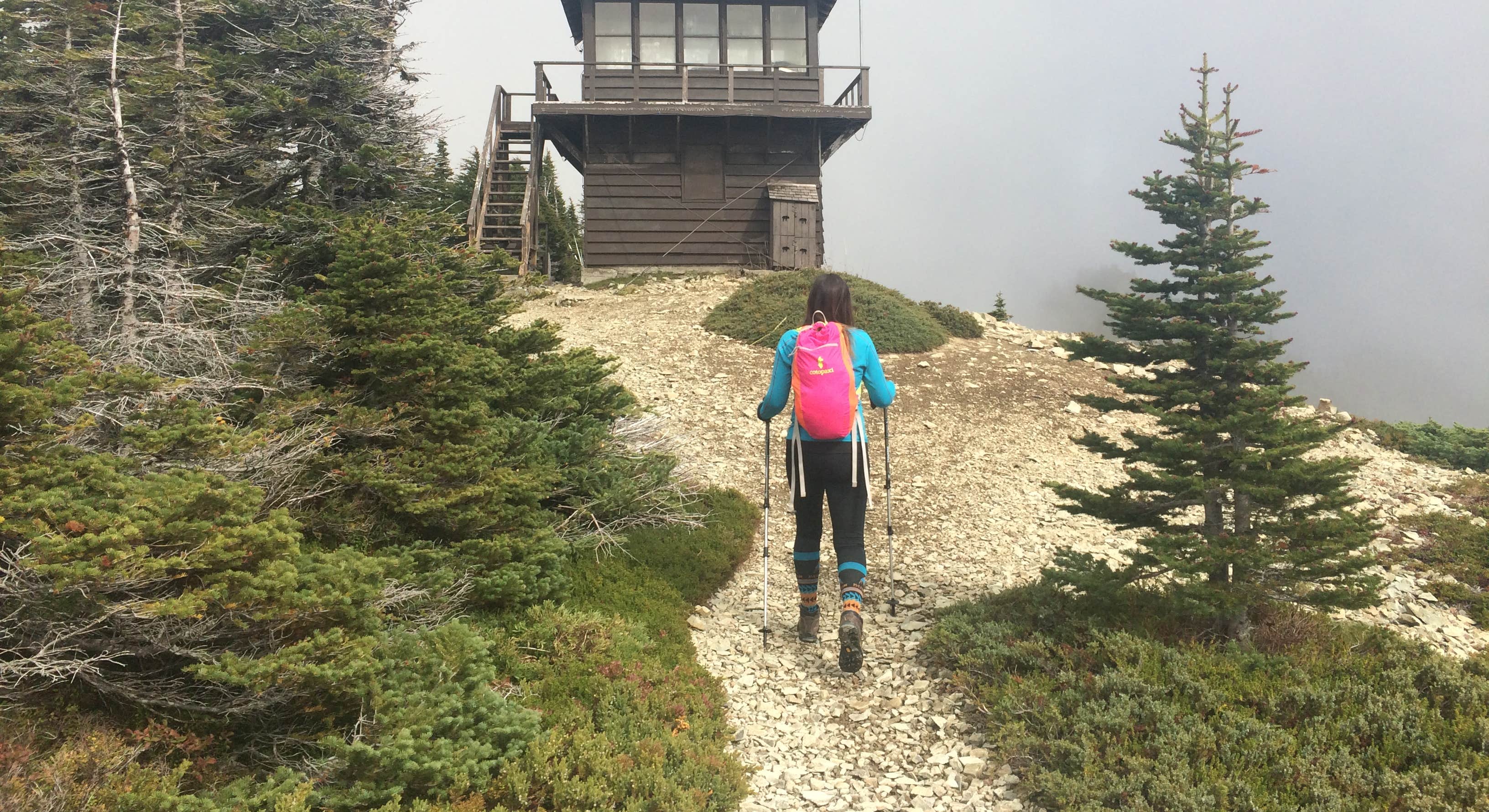 Woman Hiking Near Mowich Lake Campground at Mount Rainier National Park