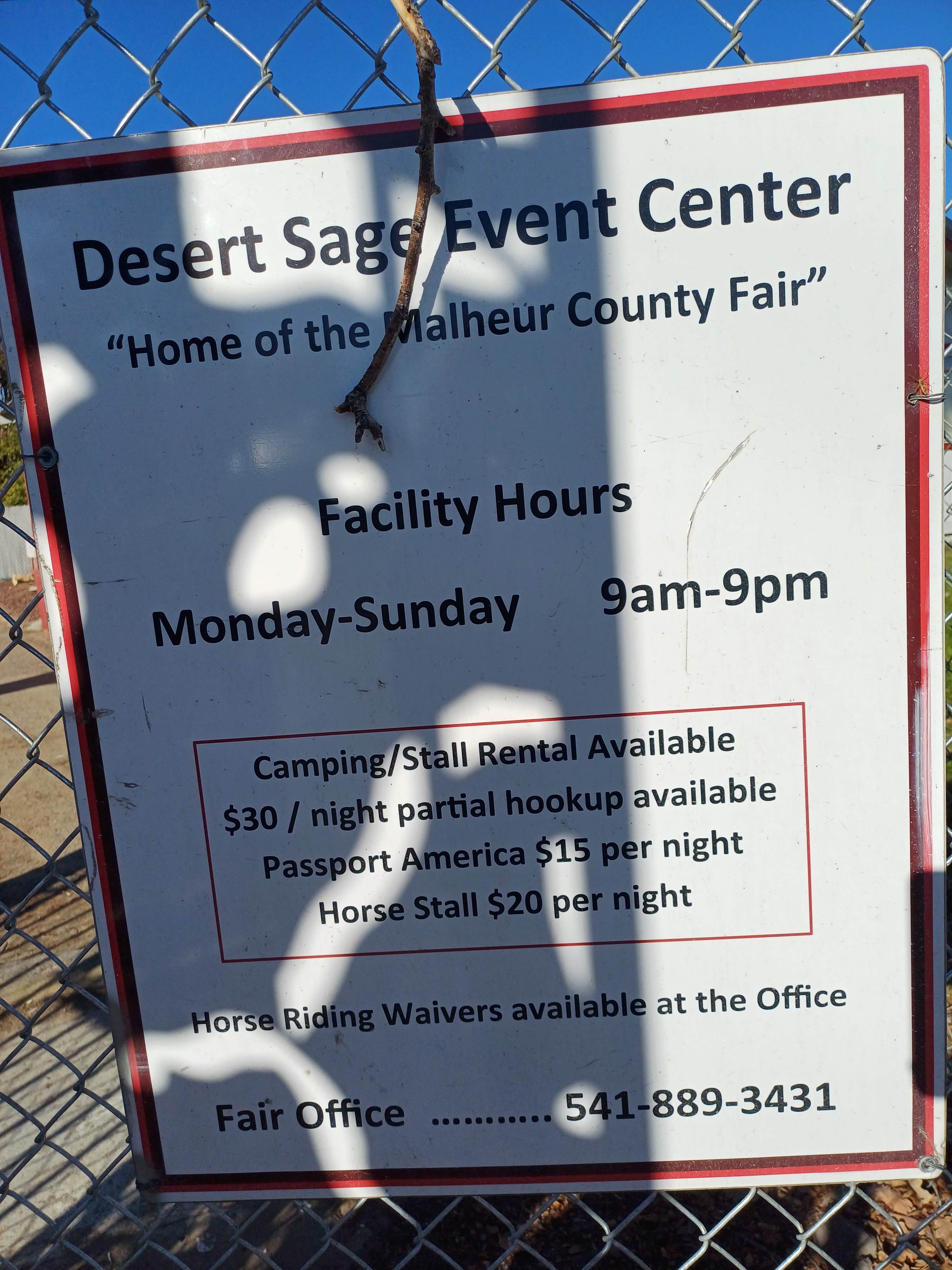 Camper-submitted photo at Malheur County Fairgrounds near Ontario, OR