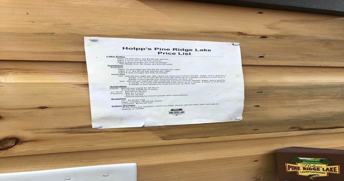 Holpps Pine Ridge Lake Campground