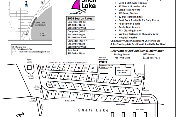 Shell Lake Rural Map Shell Lake Municipal Park Camping | Sarona, Wisconsin