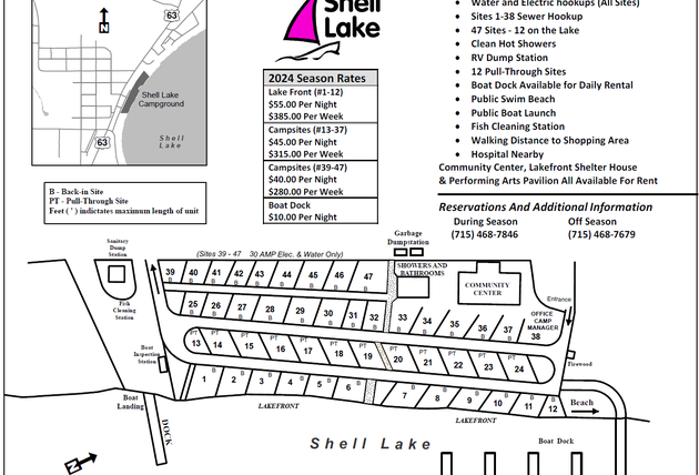 Shell Lake Rv Campground Map Shell Lake Municipal Park Camping | Sarona, Wisconsin