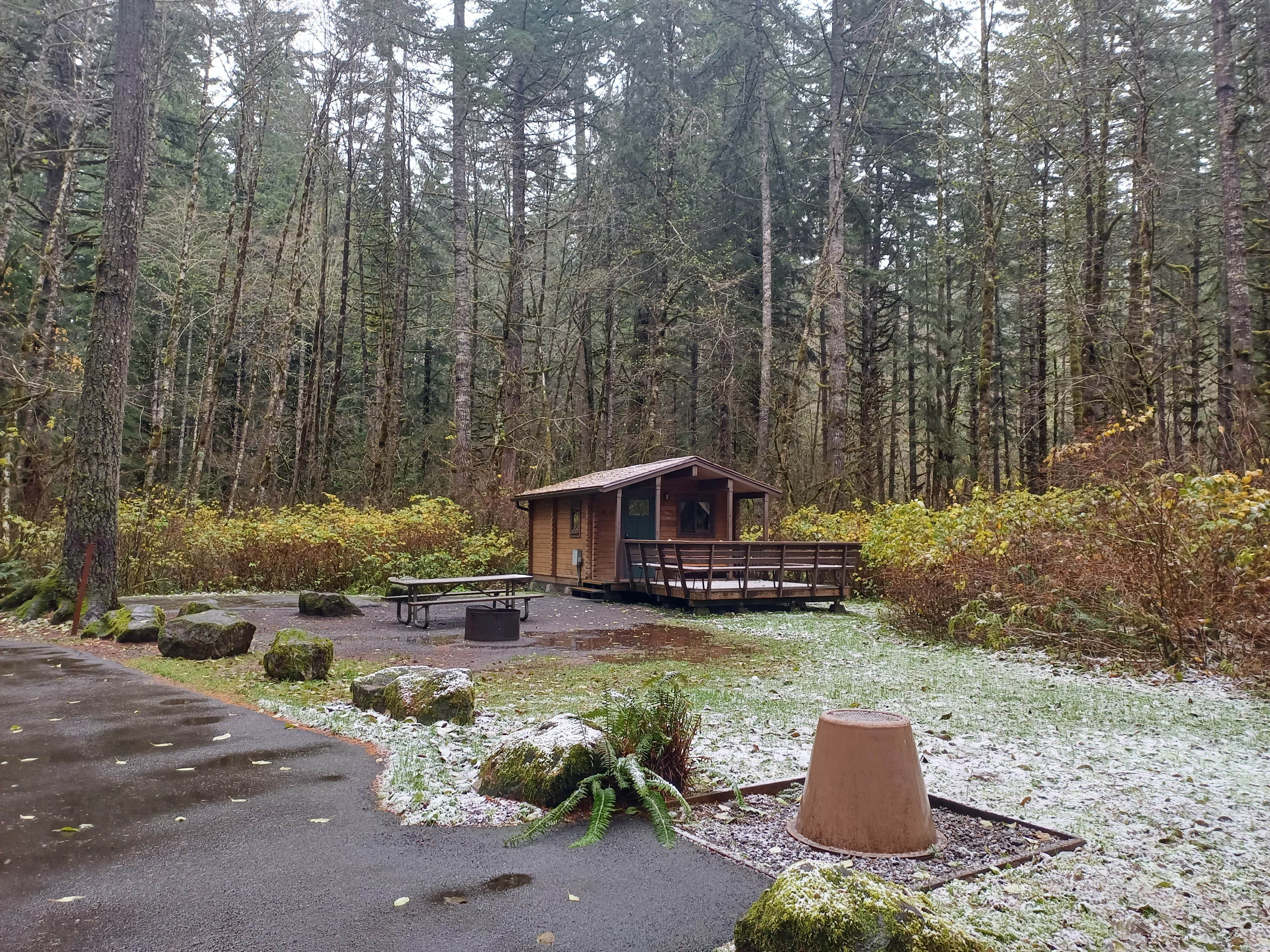 Laura M.'s photo of a cabin at Silver Falls State Park Campground near Jefferson, OR