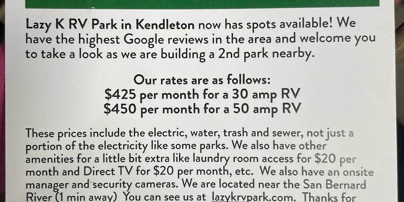 Camper submitted image from Lazy K RV Park