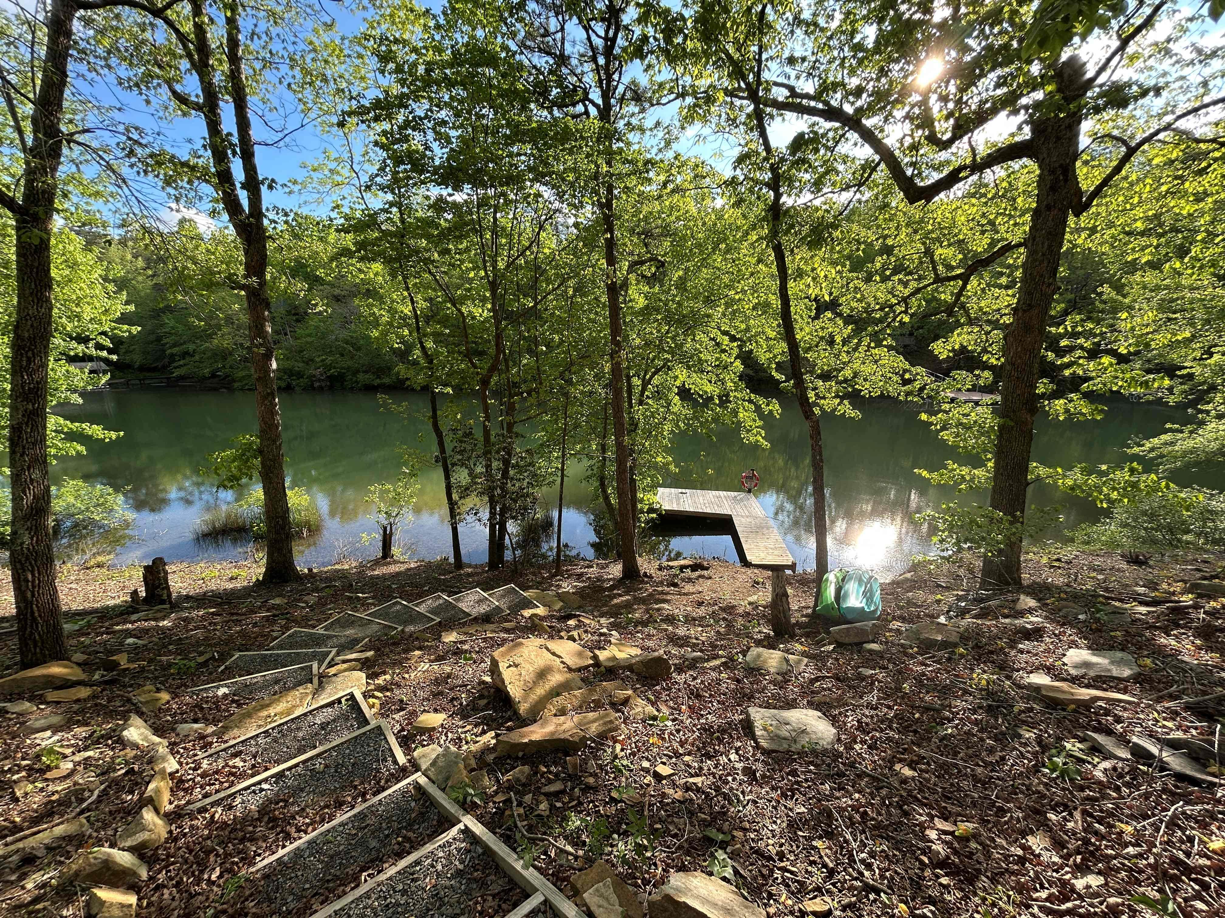 Camper-submitted photo at Lake Lahusage Camper: Dock & Kayaks near Menlo, GA