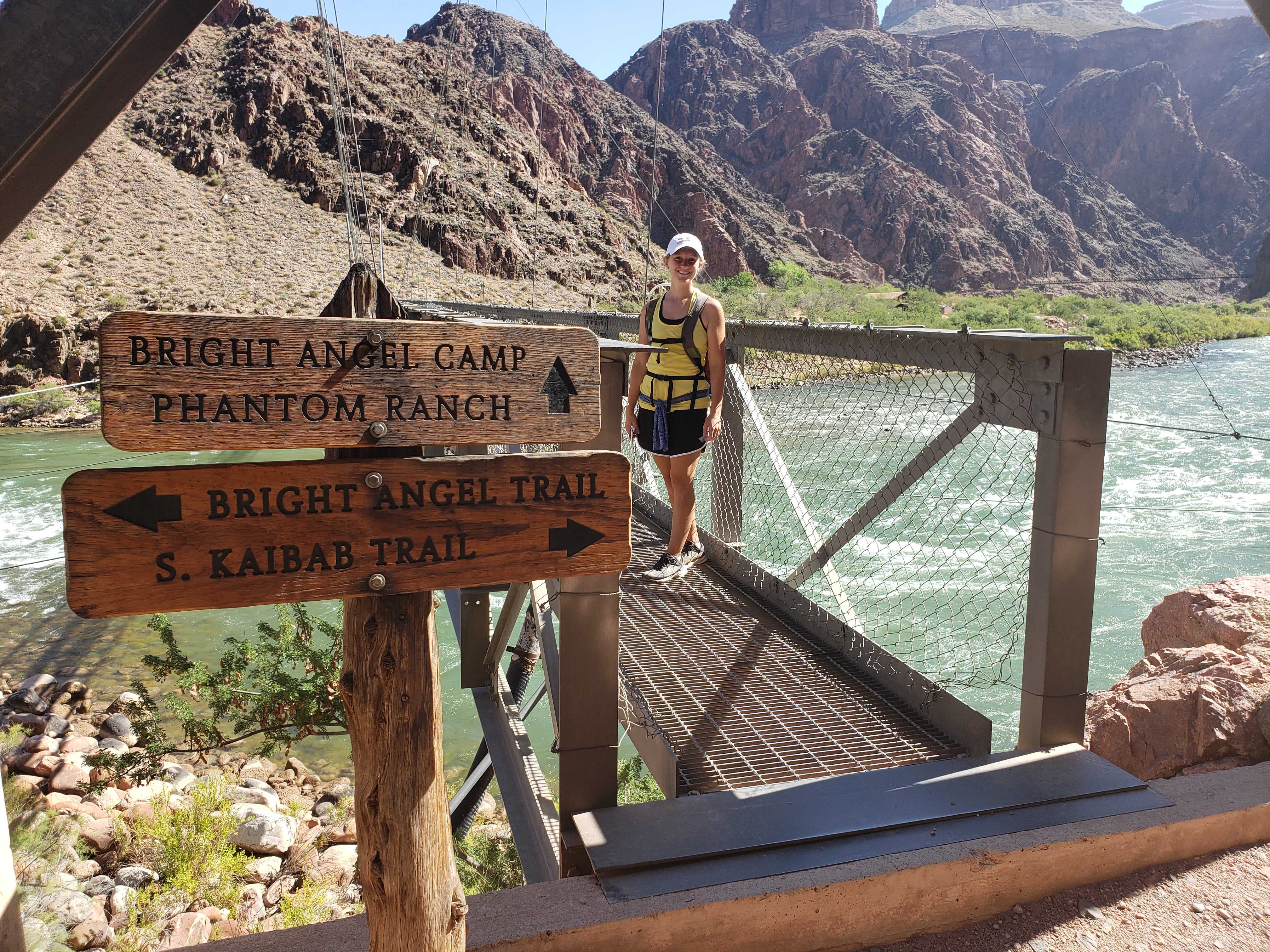 crossing suspension bridge over colorado river