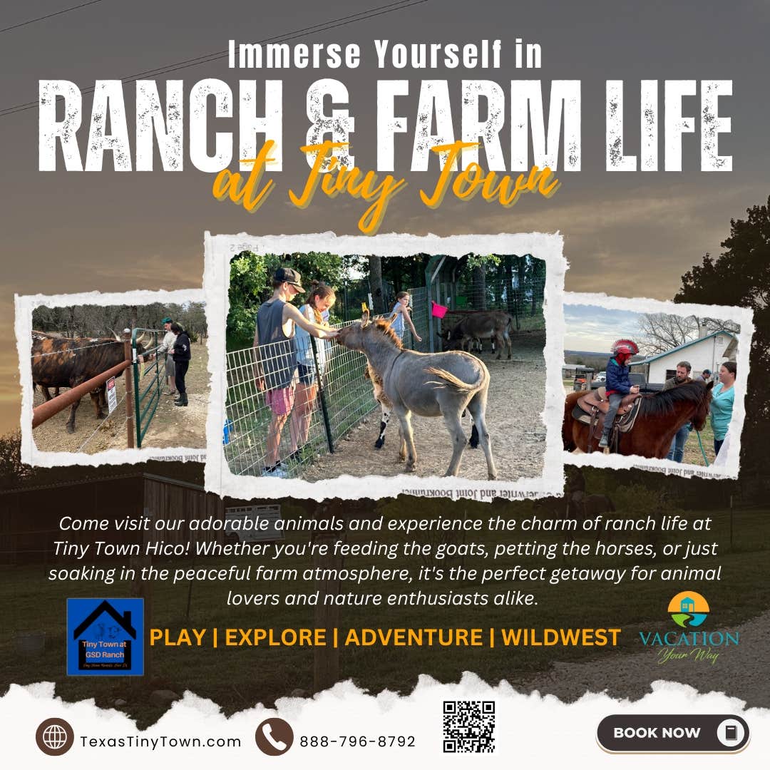 Camping near Cabin on the Creek.Hico: Tiny Town at GSD Ranch, Hico TX, Dublin, Texas