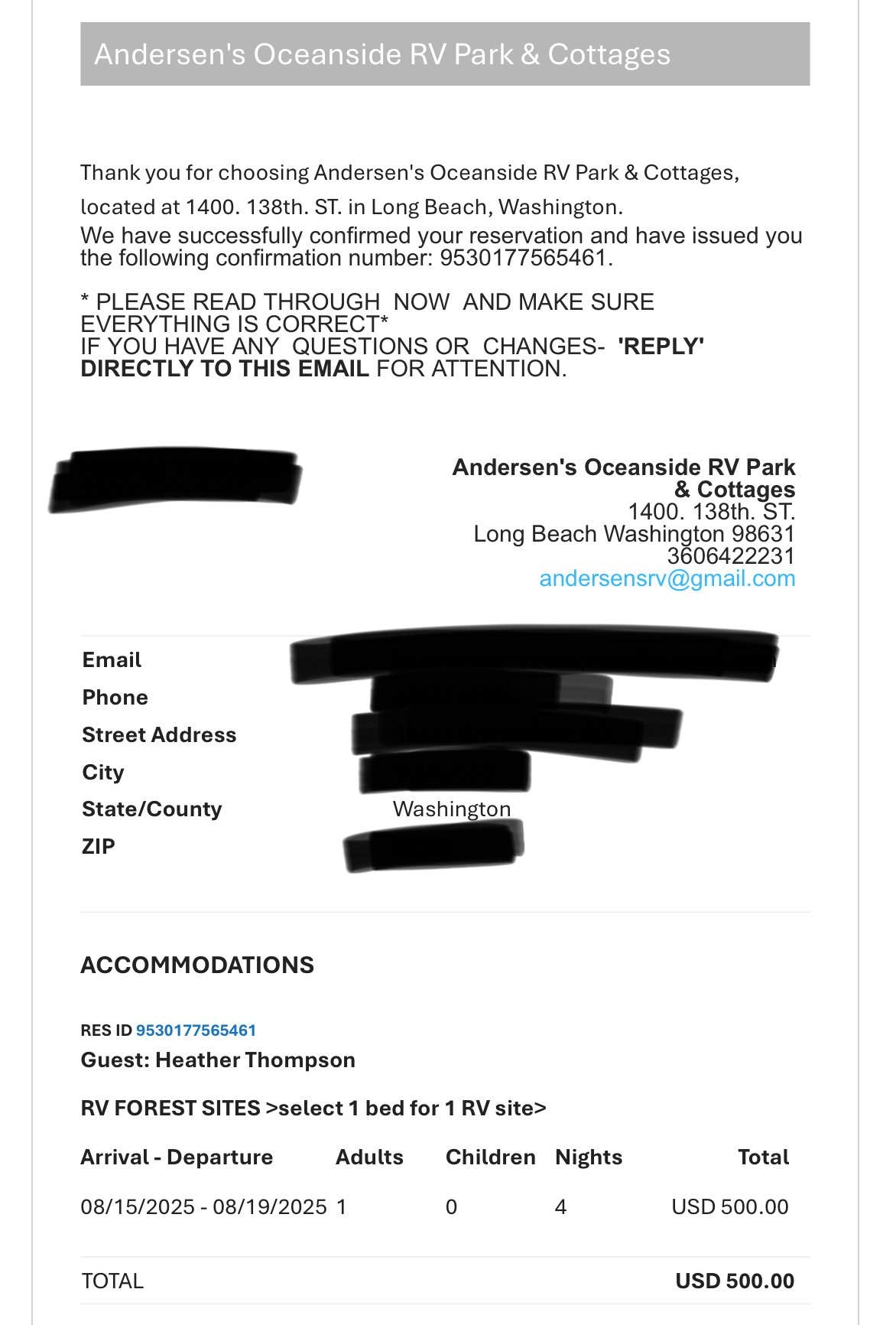 Camper-submitted photo at Andersen's Oceanside RV Park & Cottages near Naselle, WA