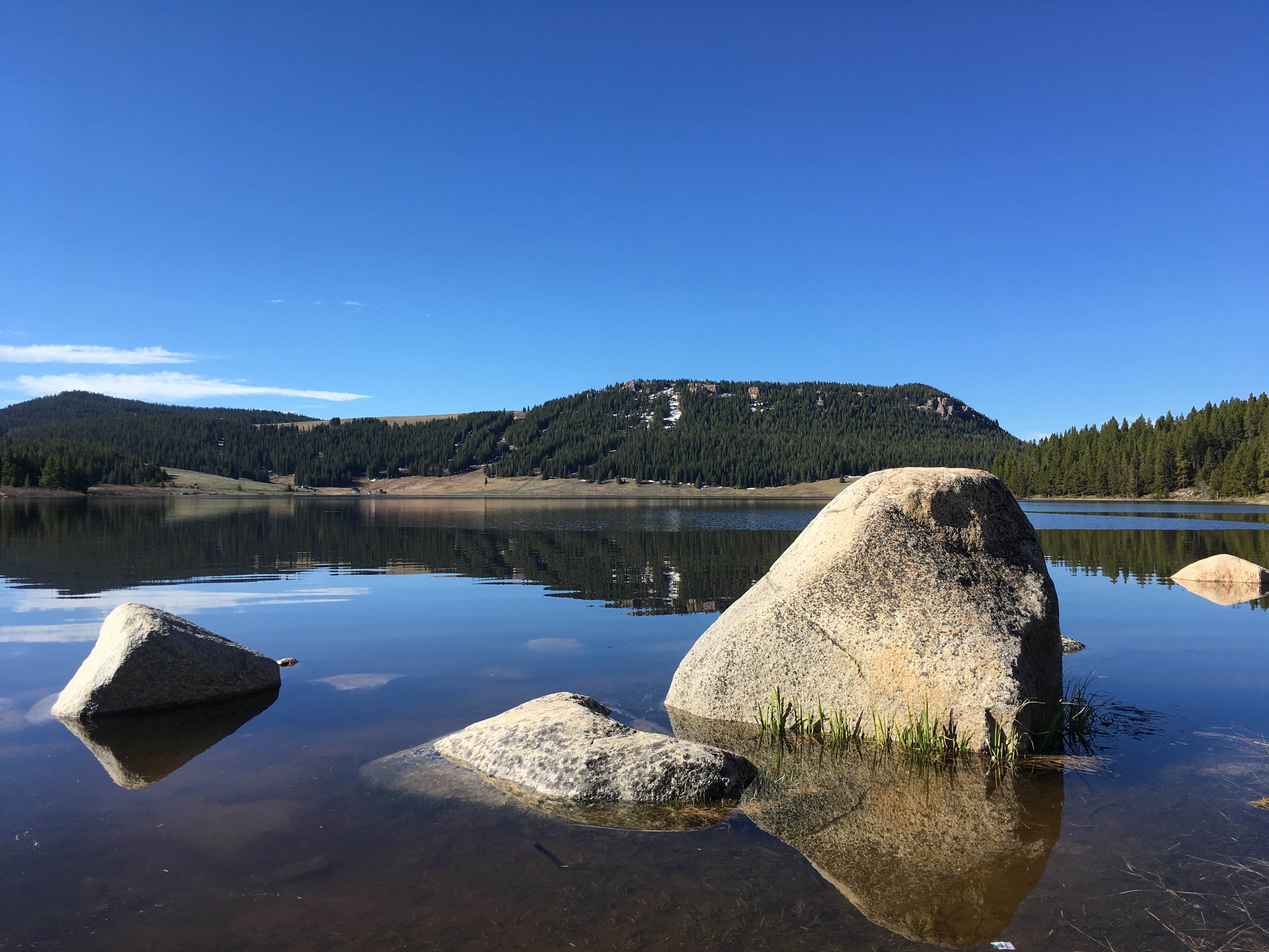 The lake was beautiful