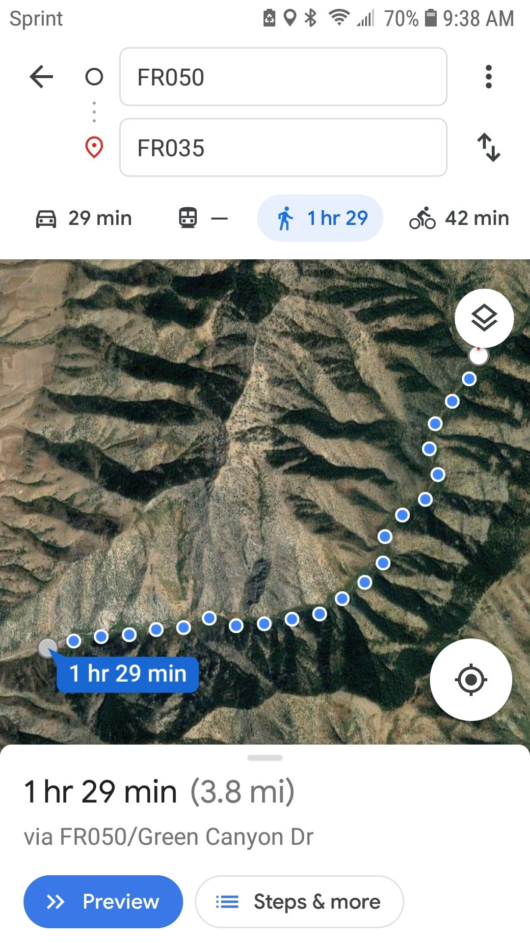 Aprox distance via google maps