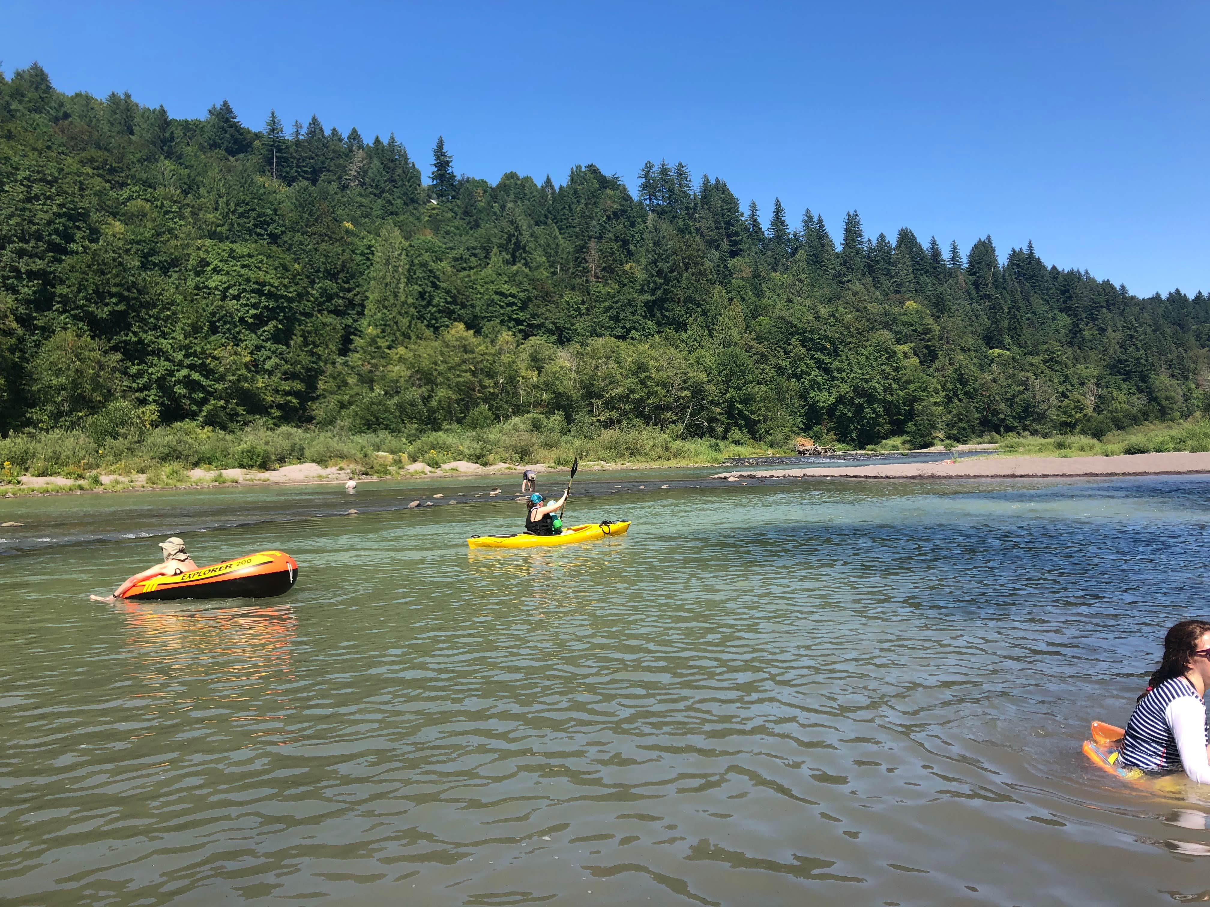Little kayaking in the safe swim area.