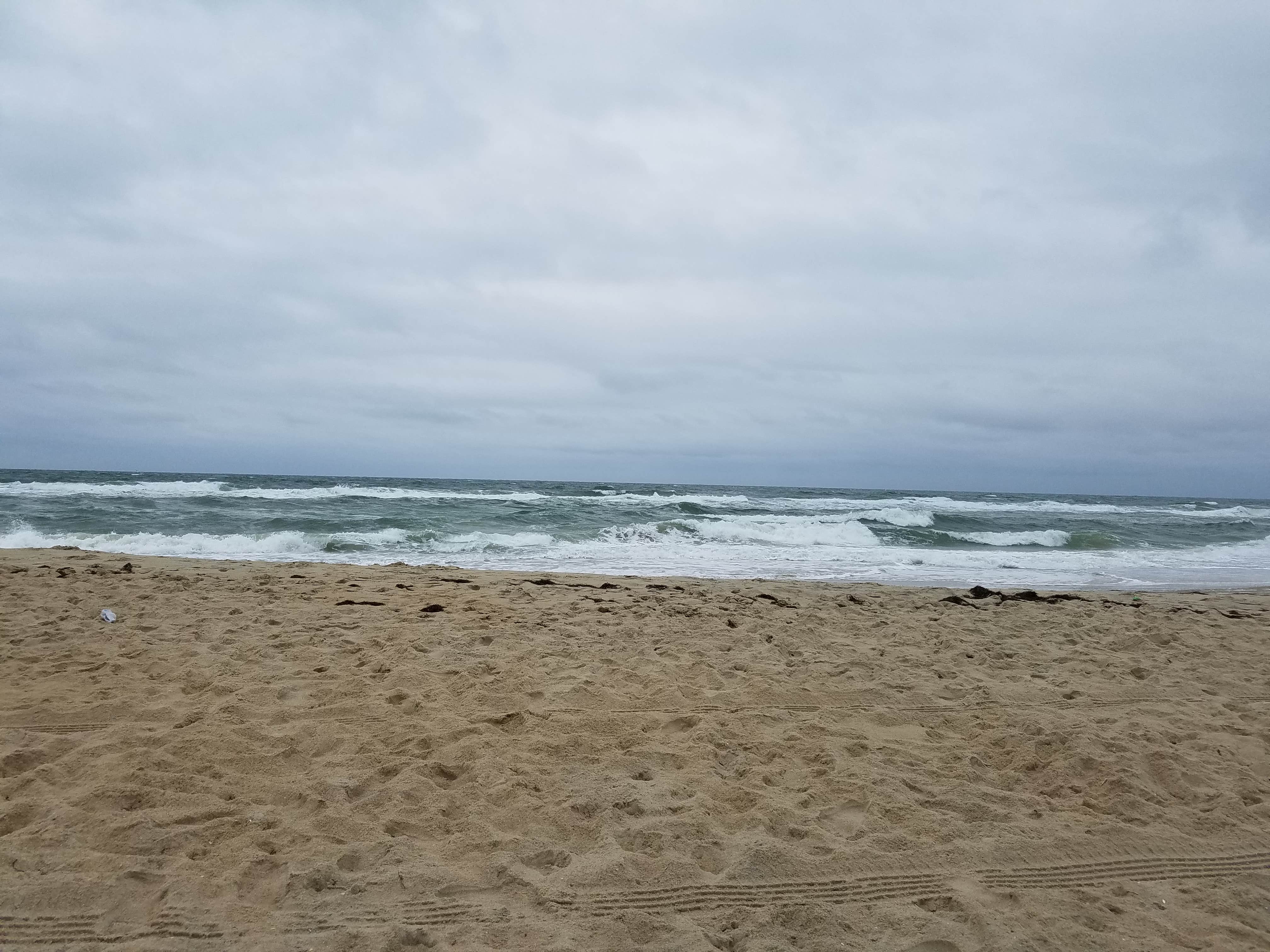 Beach on rainy day