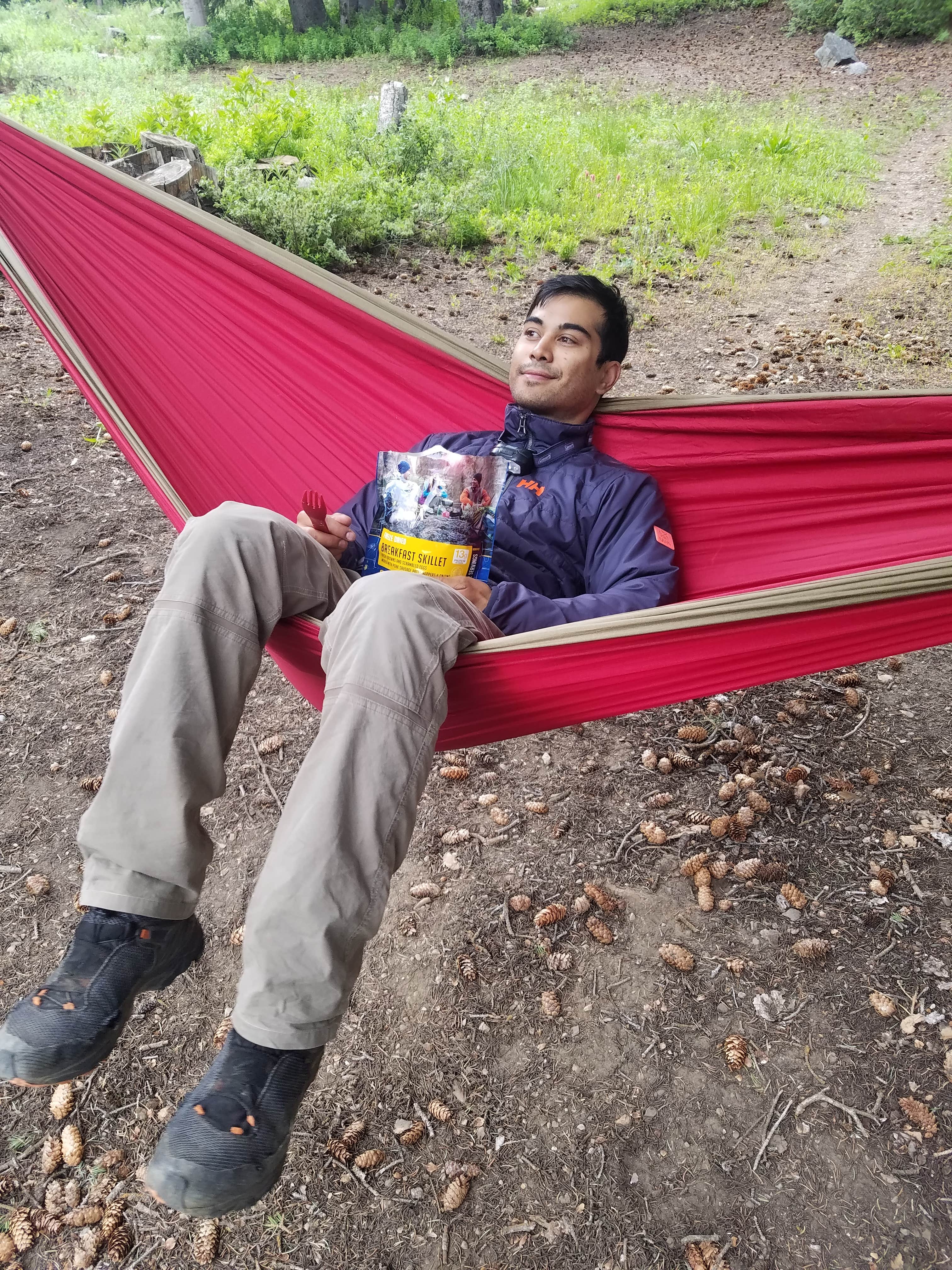 Relaxing in the hammock enjoying some breakfast