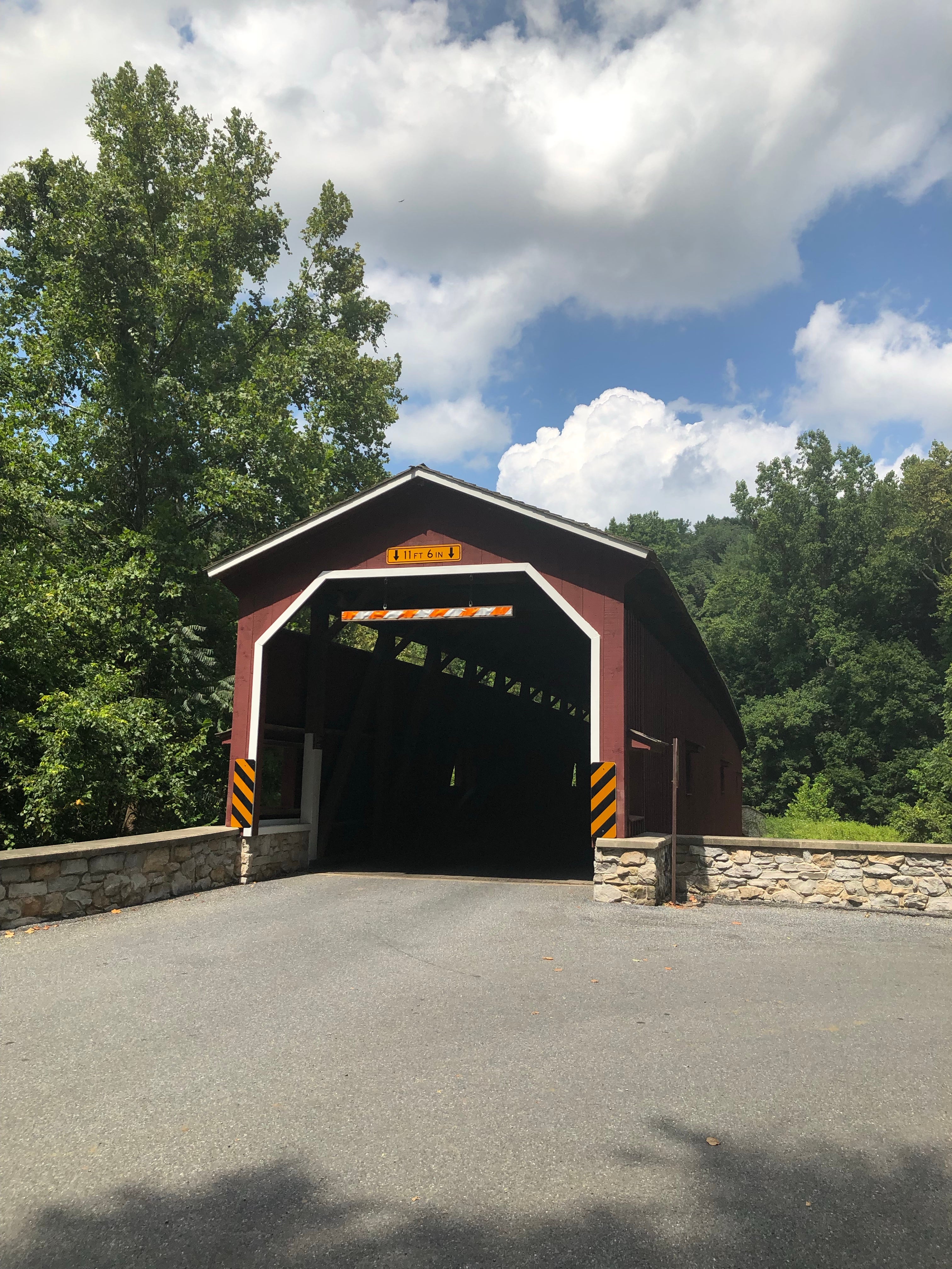 Covered bridge at entrance to campground