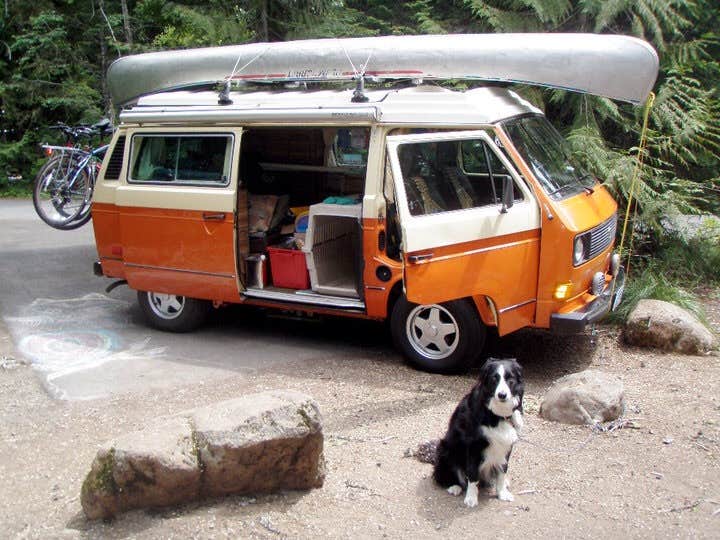 Jon A.'s photo of camping with pets at Trillium Lake near Tygh Valley, OR