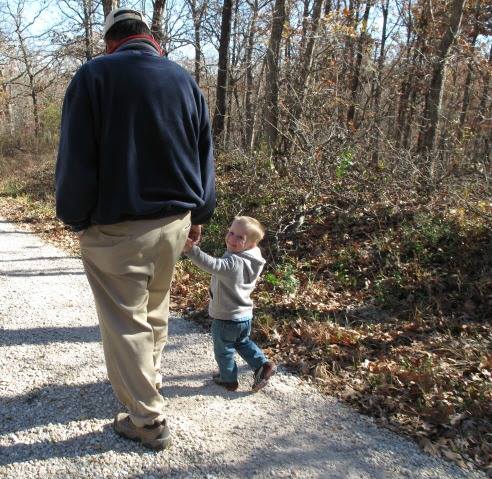Hiking in neaby Woodson K. Woods Conservtion land...Gramps and Kamper Kid Penn
