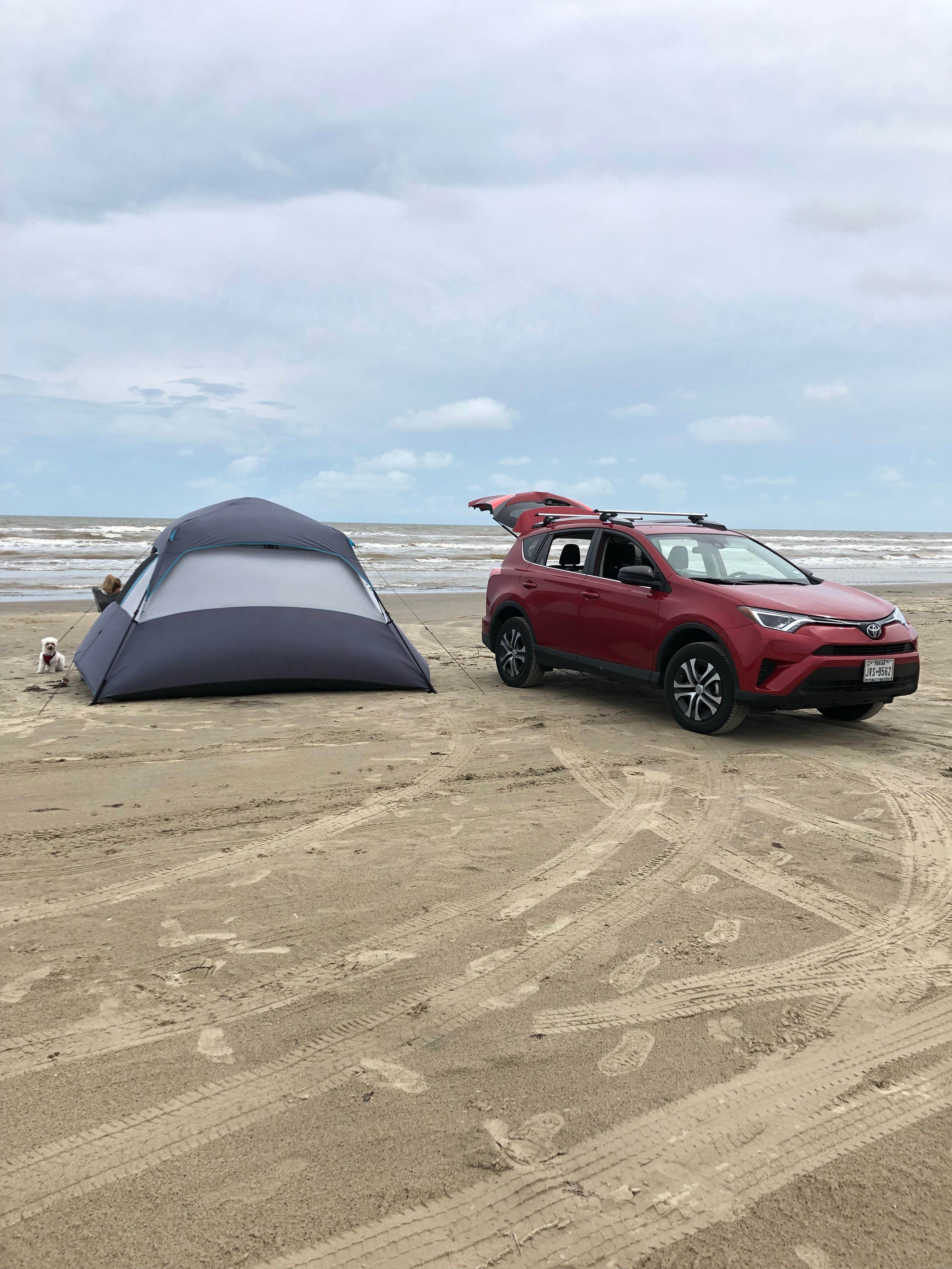 Andrea P.'s photo of tent camping at Follett’s Island Beach near Bellaire, TX