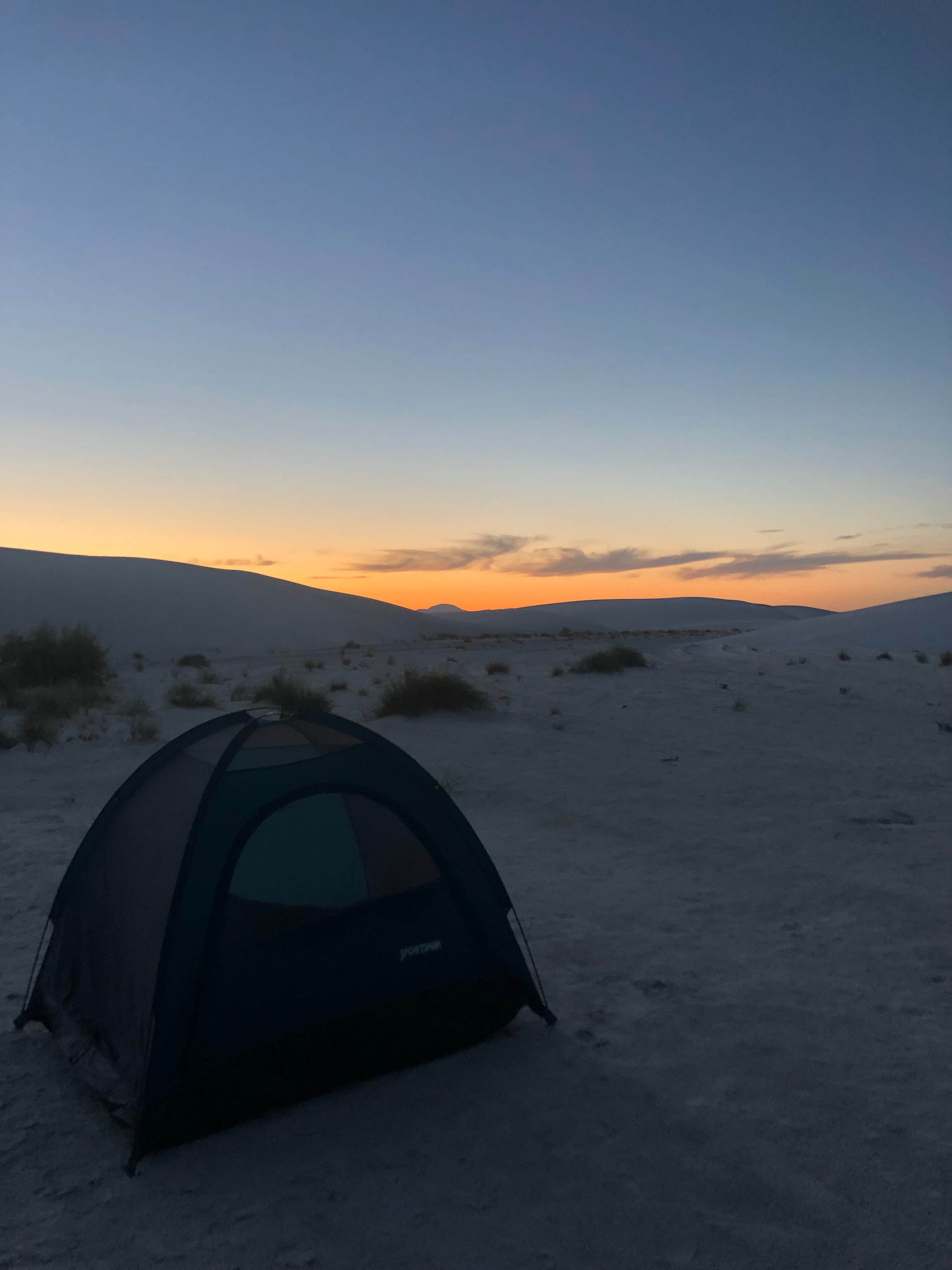 Catherine C.'s photo of tent camping at Backcountry Primitive Sites — White Sands National Park near Mayhill, NM