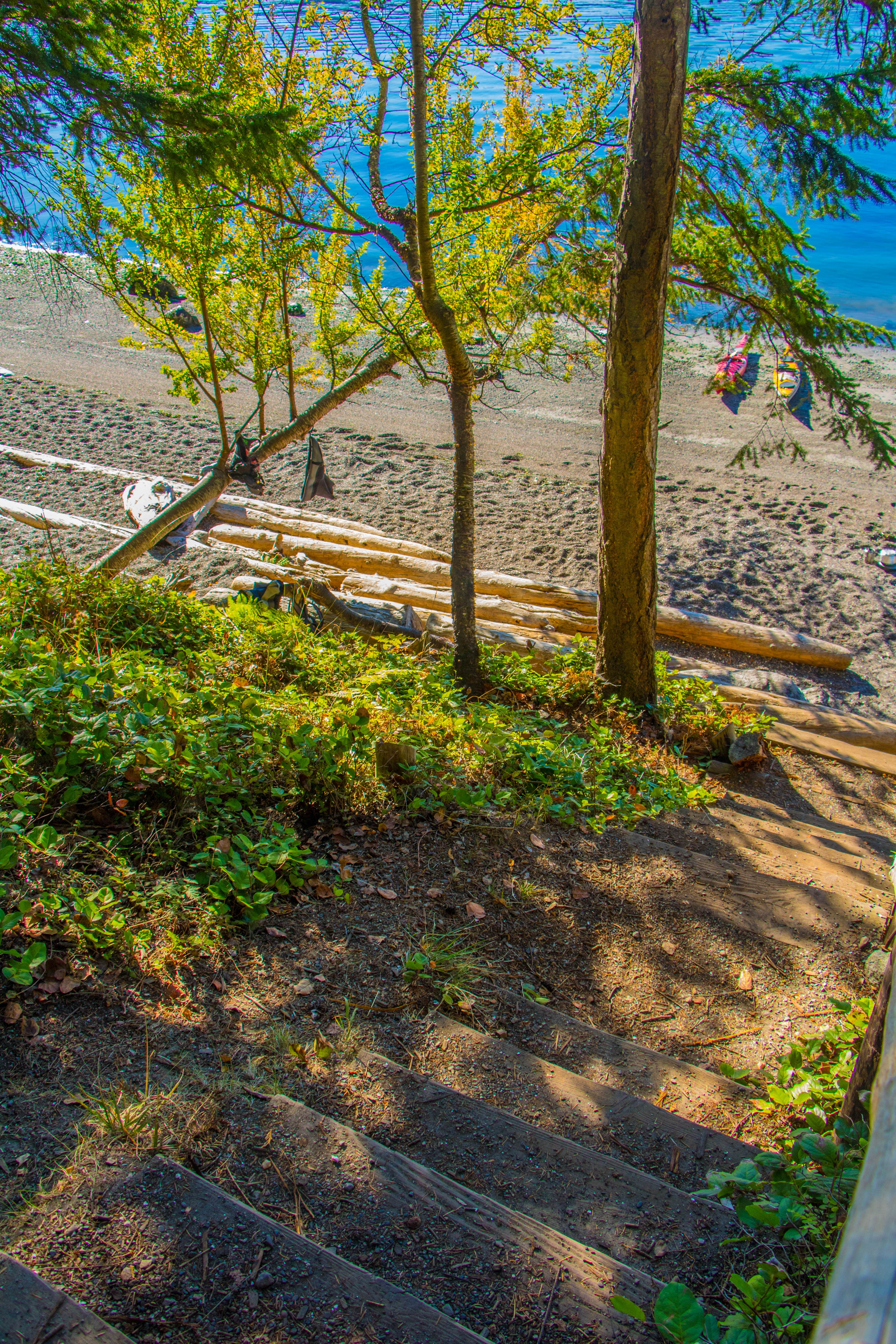 Relatively easy schlep of stuff from your kayaks up to the campsites.  Choose your landing spot wisely (far left when facing beach will make the easiest carry).