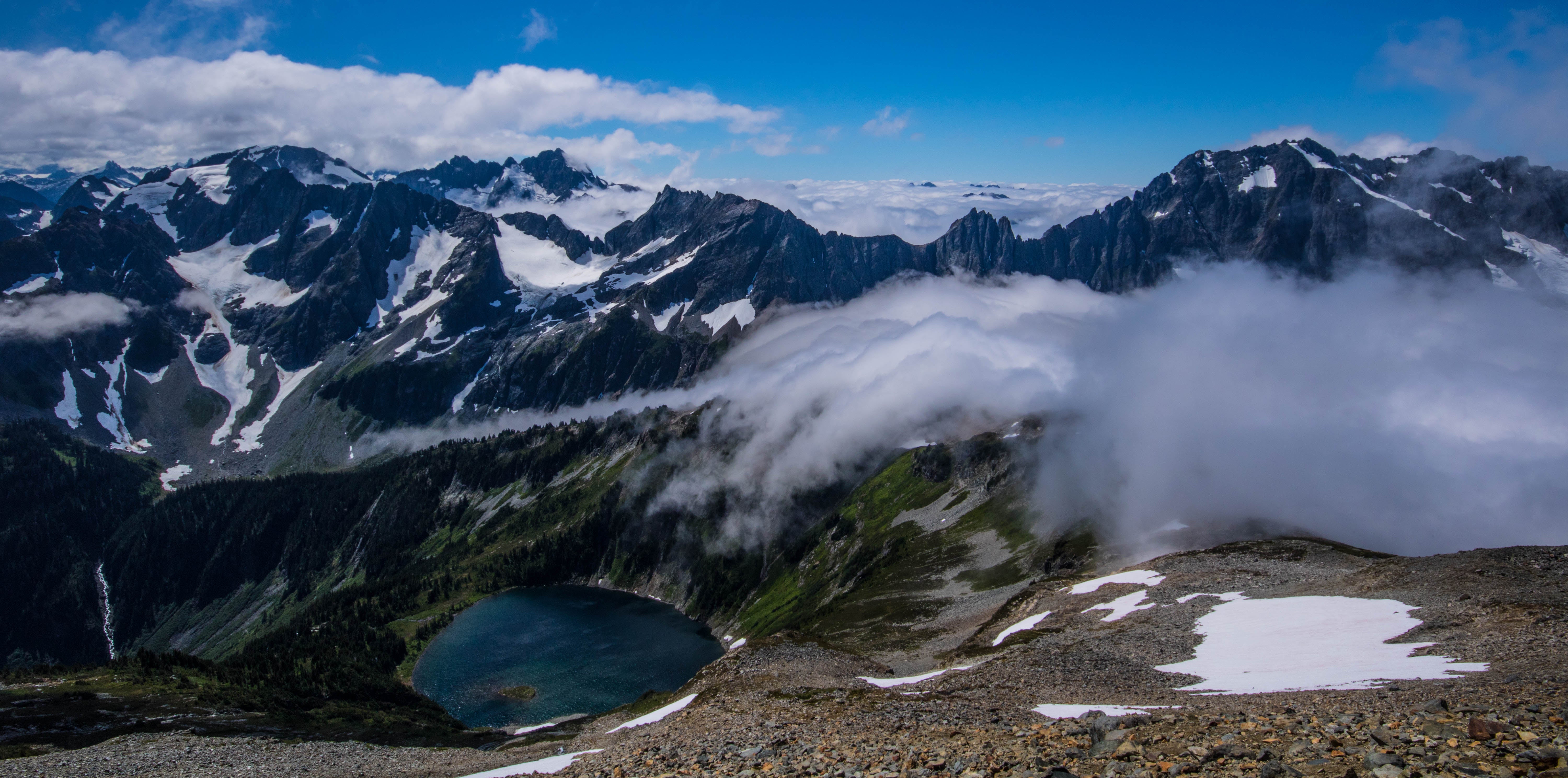A river of clouds above Doubtful Lake.