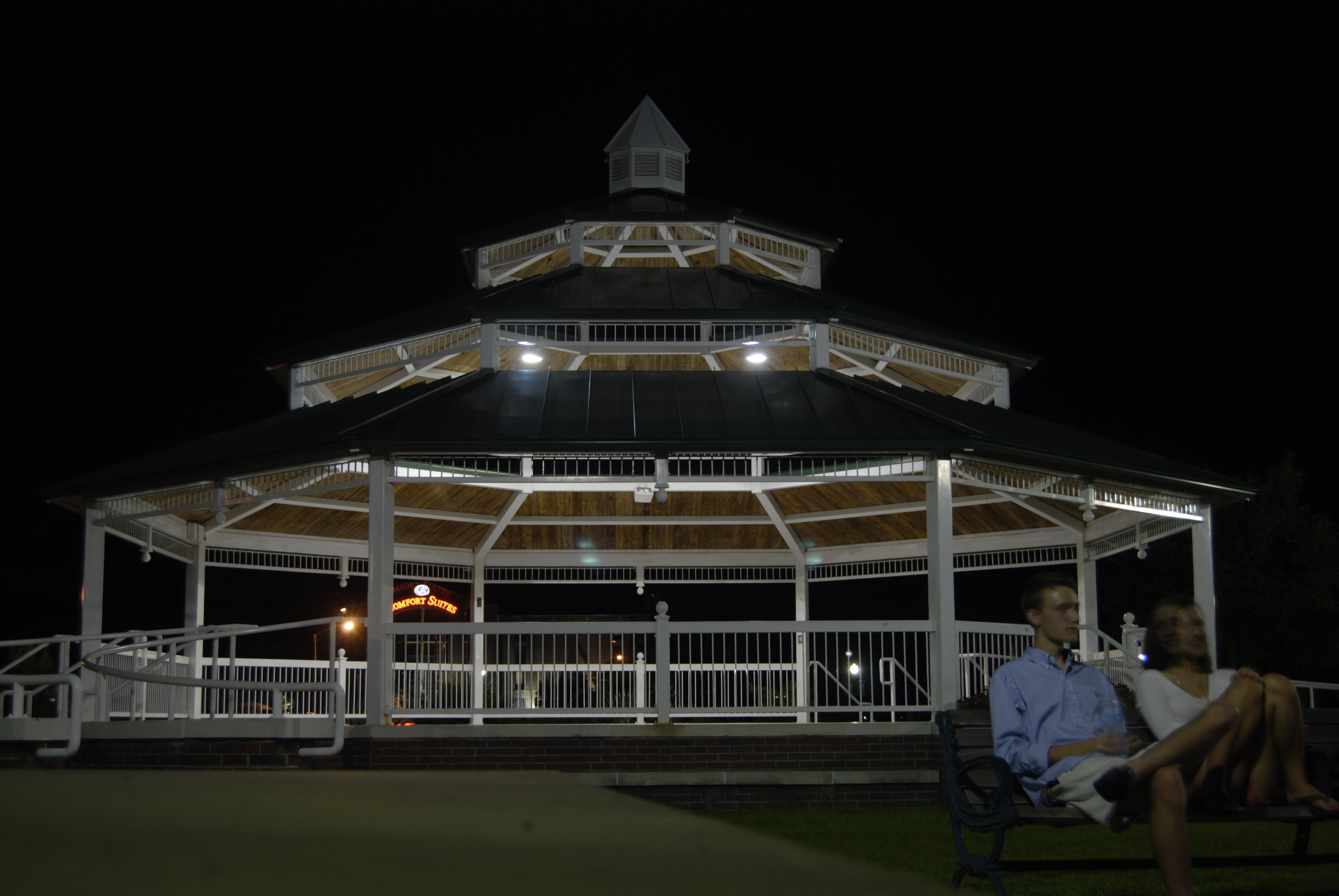 New Bern's Gazebo at Night--This is a beautiful and popular place for weddings and for just hanging out.