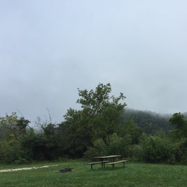 Foggy morning at the campgrounds